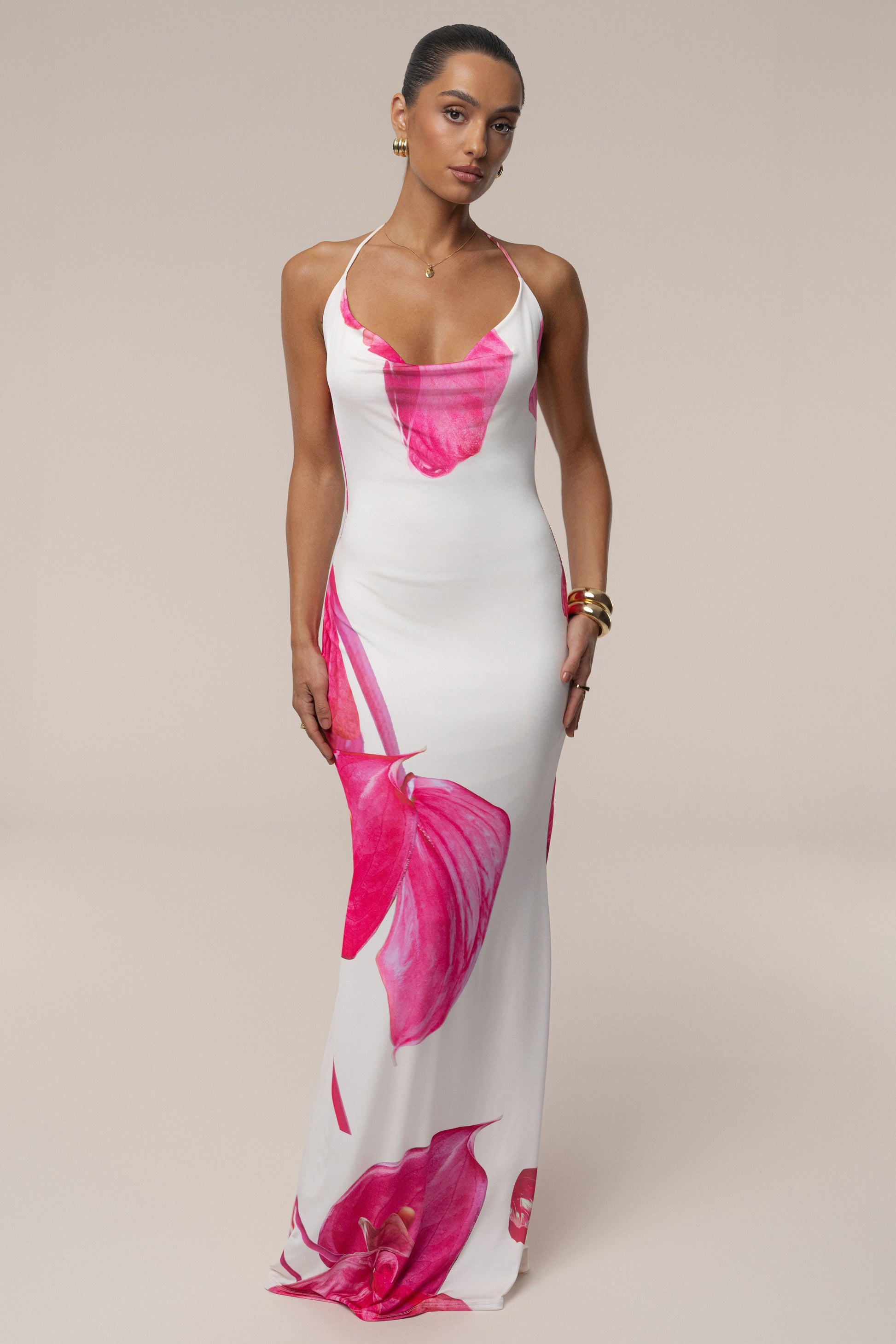 Ivory Midsummer Cowl Neck Dress JLUXLABEL