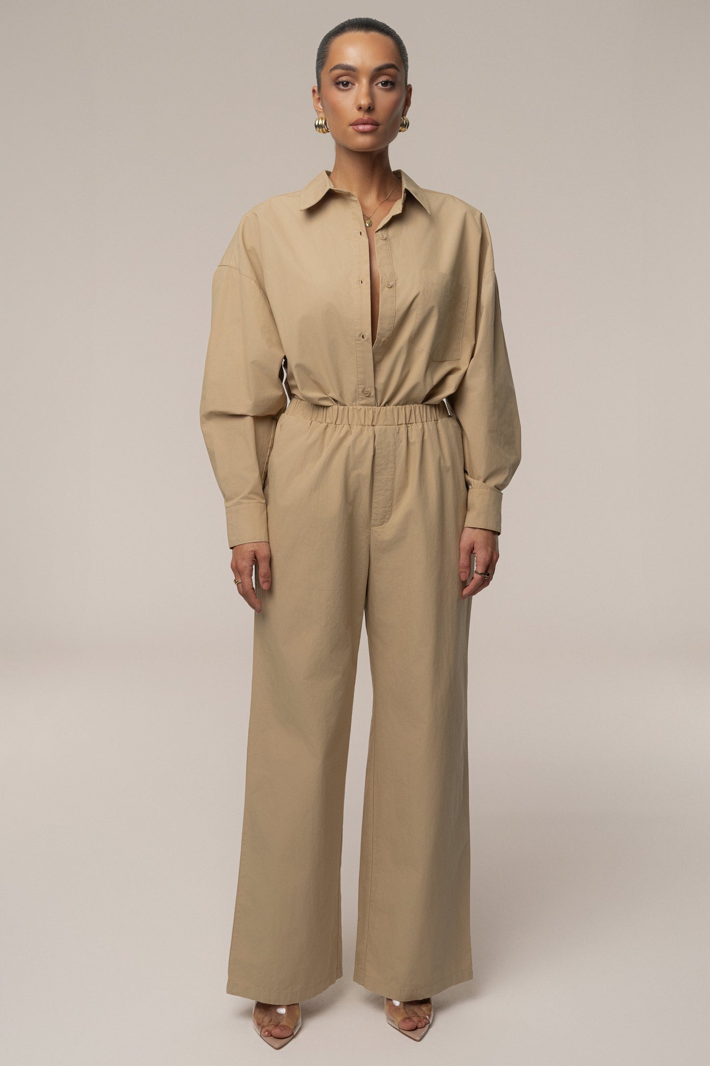 Beige Leon Poplin Pant NEWFASHIONEDGE