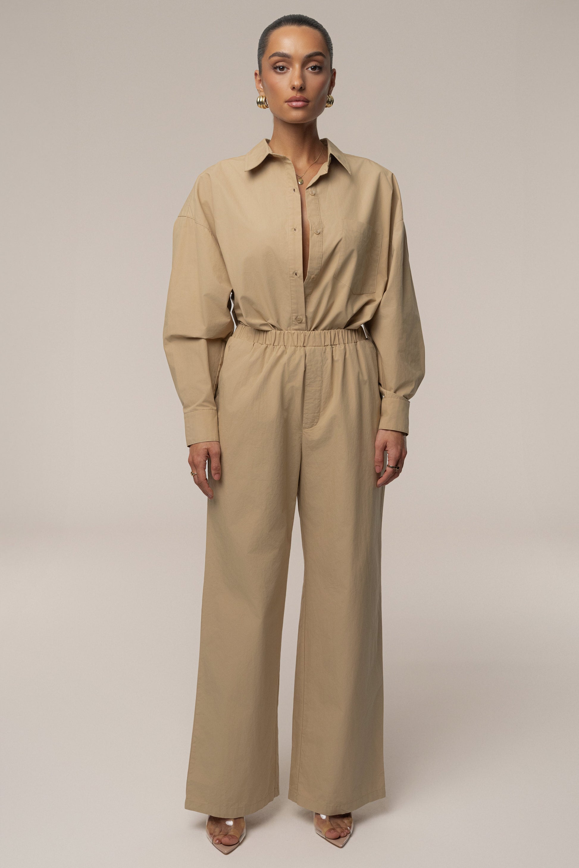 Beige Leon Poplin Pant NEWFASHIONEDGE