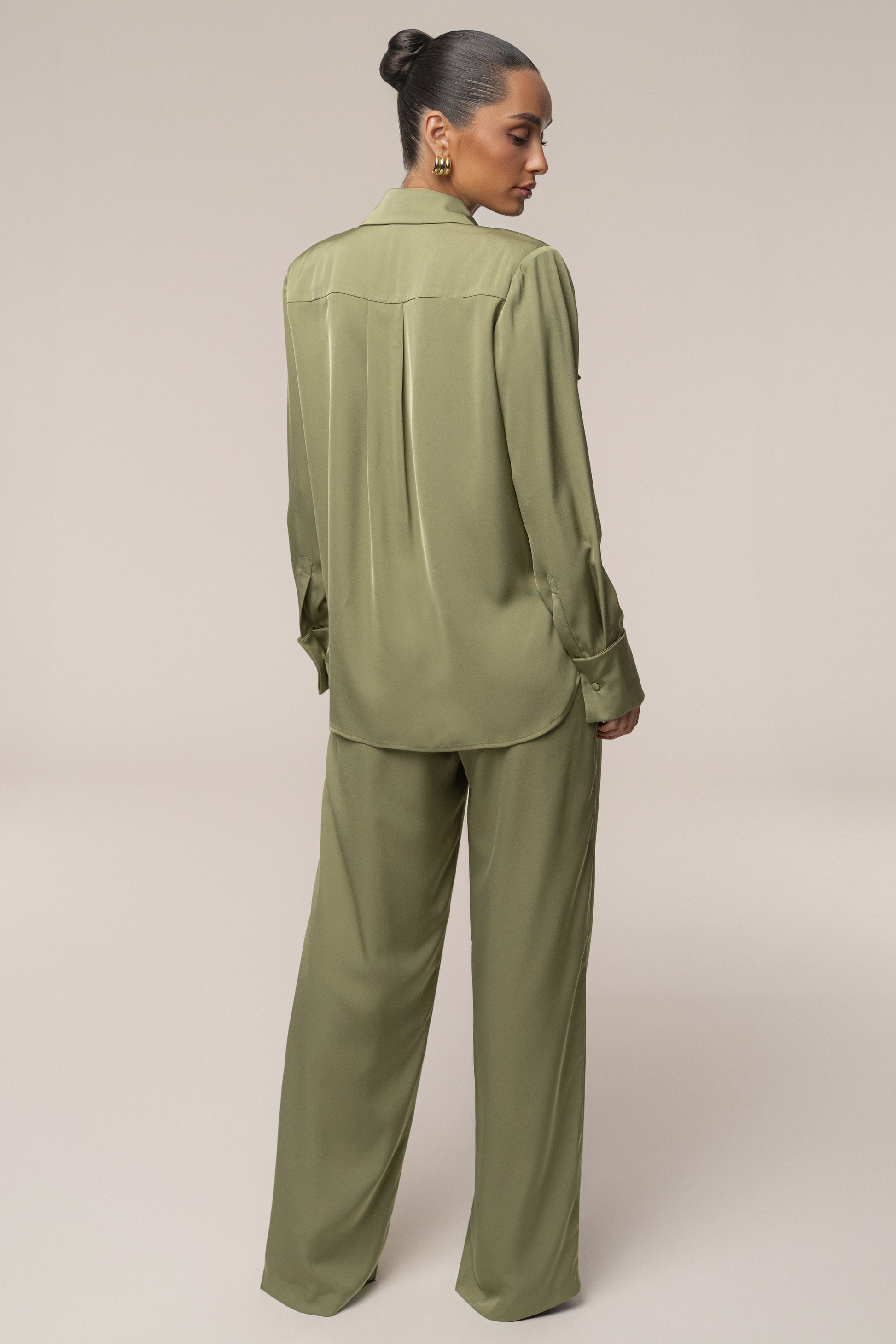 Olive Misty Button Up JLUXLABEL