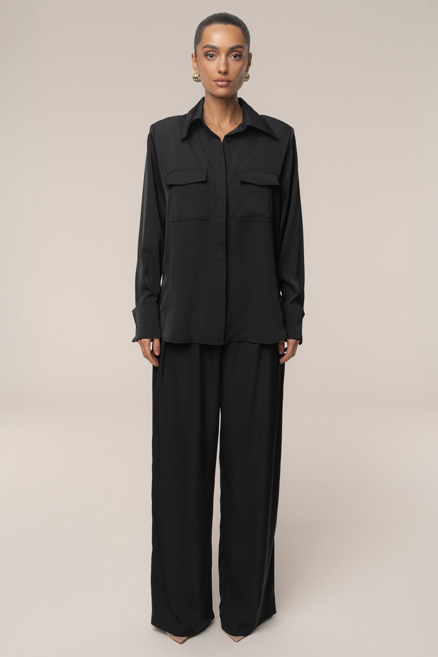 Black Misty Button Up JLUXLABEL