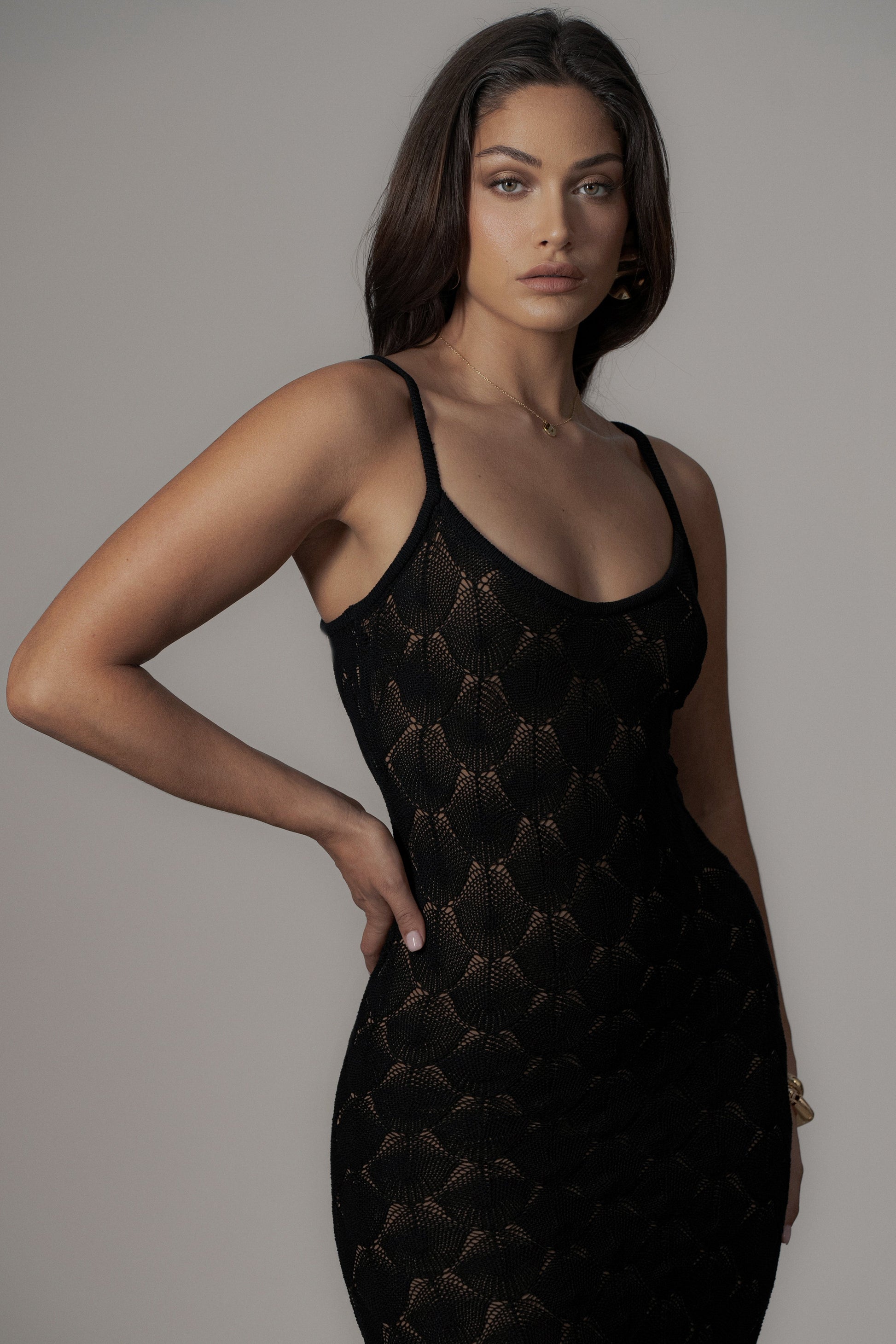 Black Gabriela Knit Maxi Dress JLUXLABEL