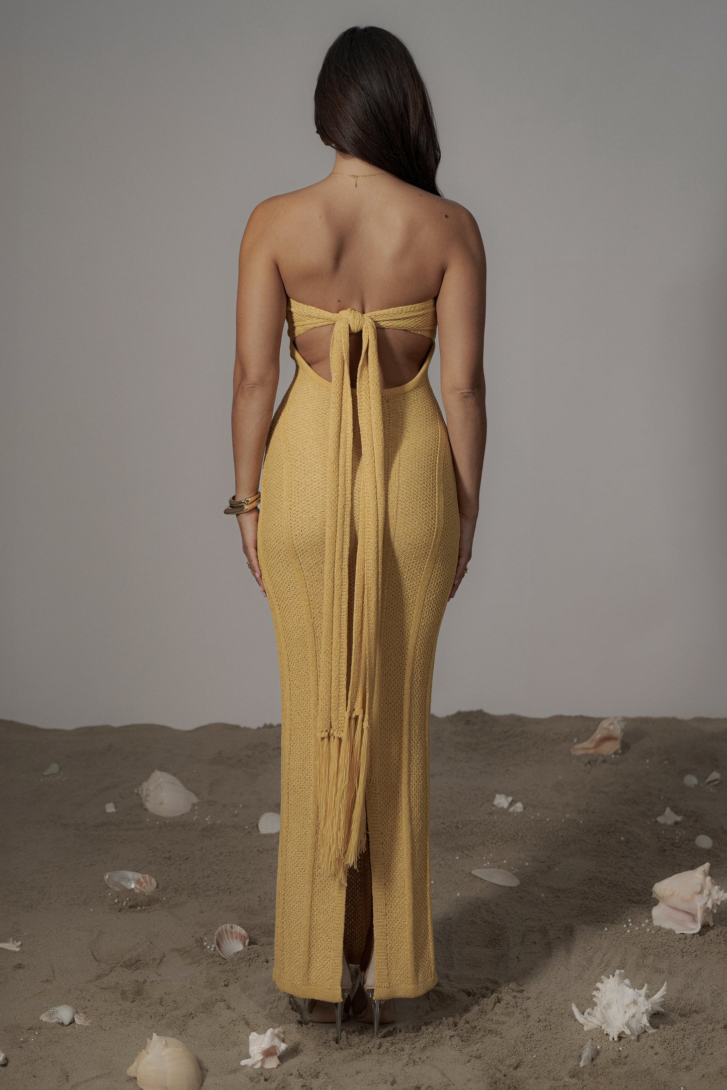 Yellow Blanca Strapless Maxi Dress JLUXLABEL