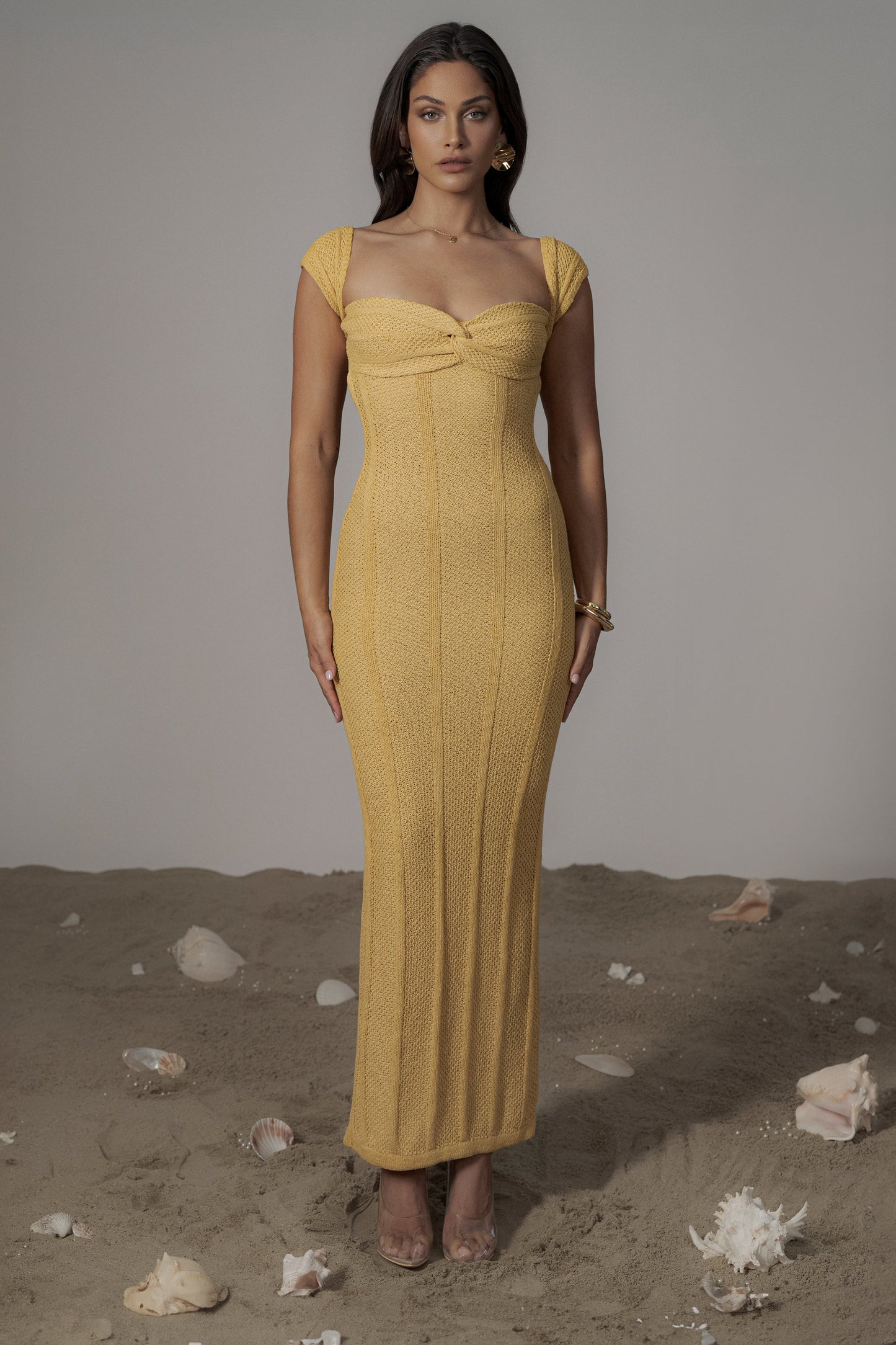 Yellow Blanca Strapless Maxi Dress JLUXLABEL