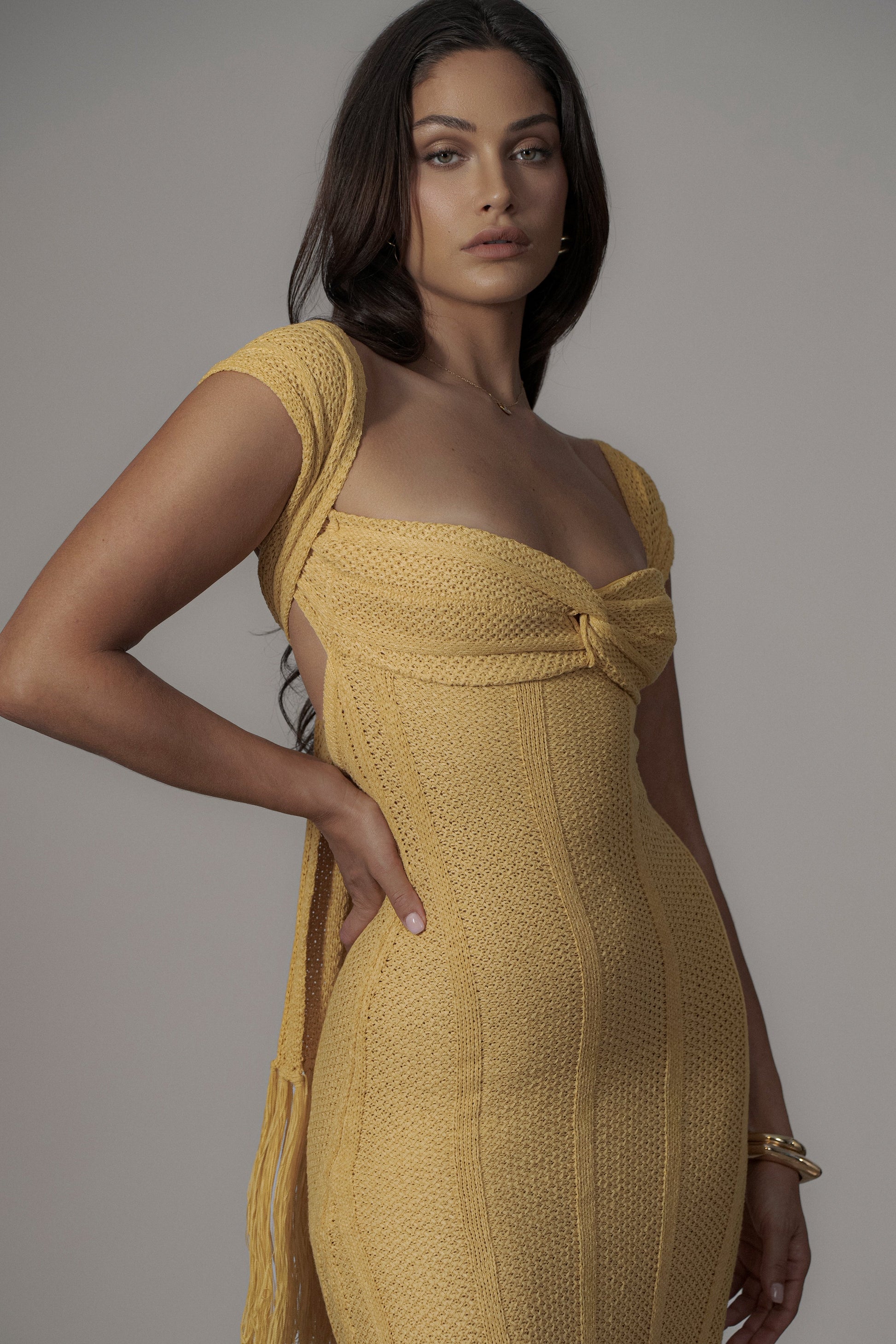 Yellow Blanca Strapless Maxi Dress JLUXLABEL
