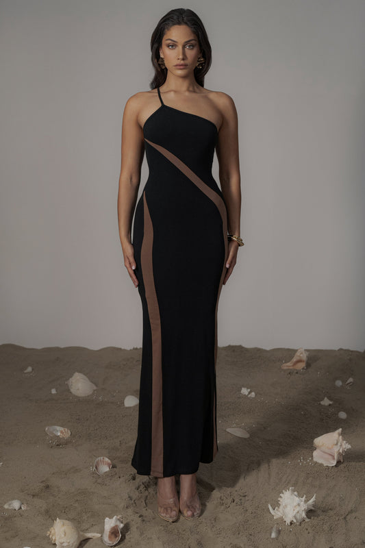 Black Wanderlust One Shoulder Dress JLUXLABEL