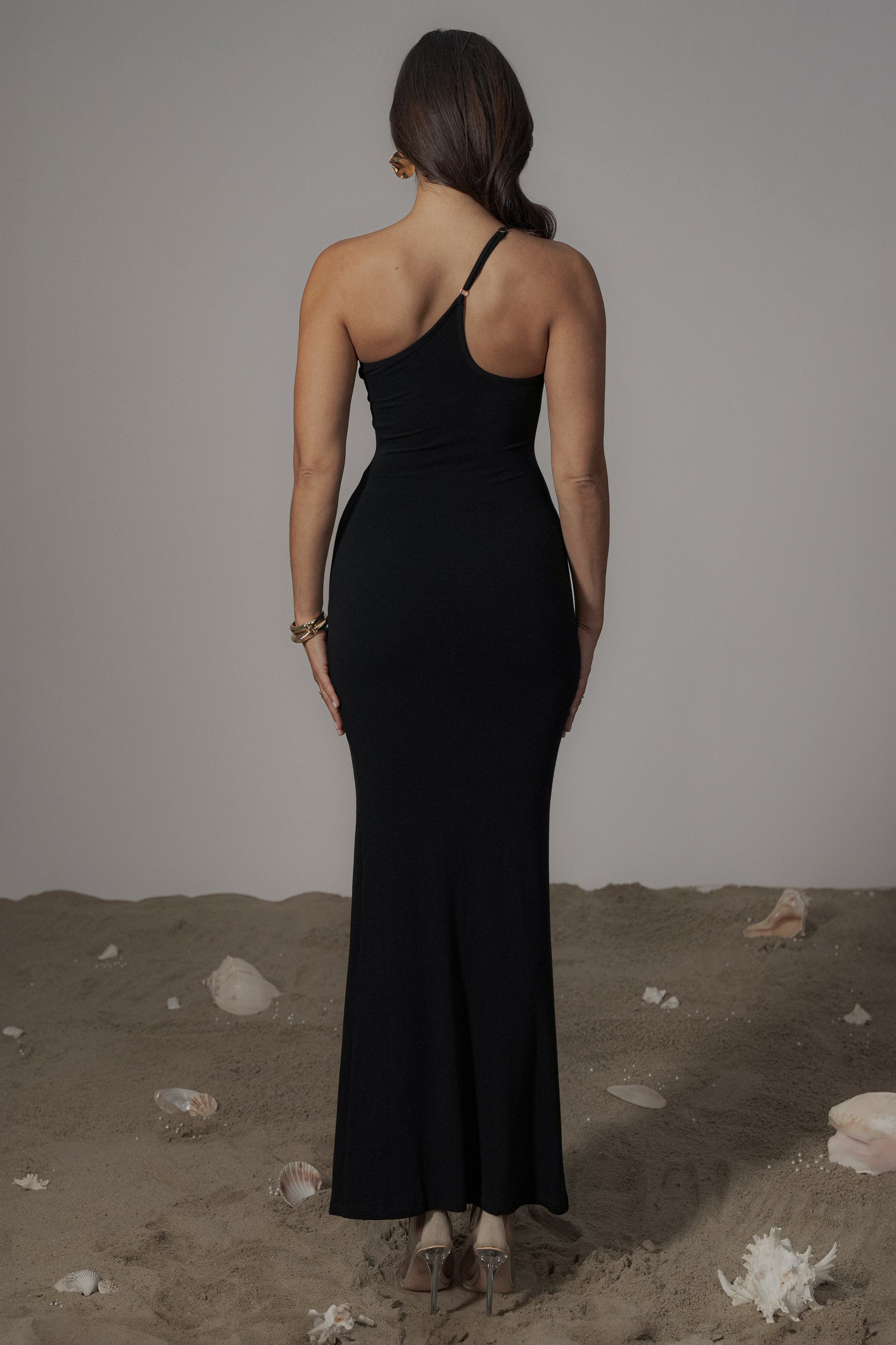 Black Wanderlust One Shoulder Dress JLUXLABEL
