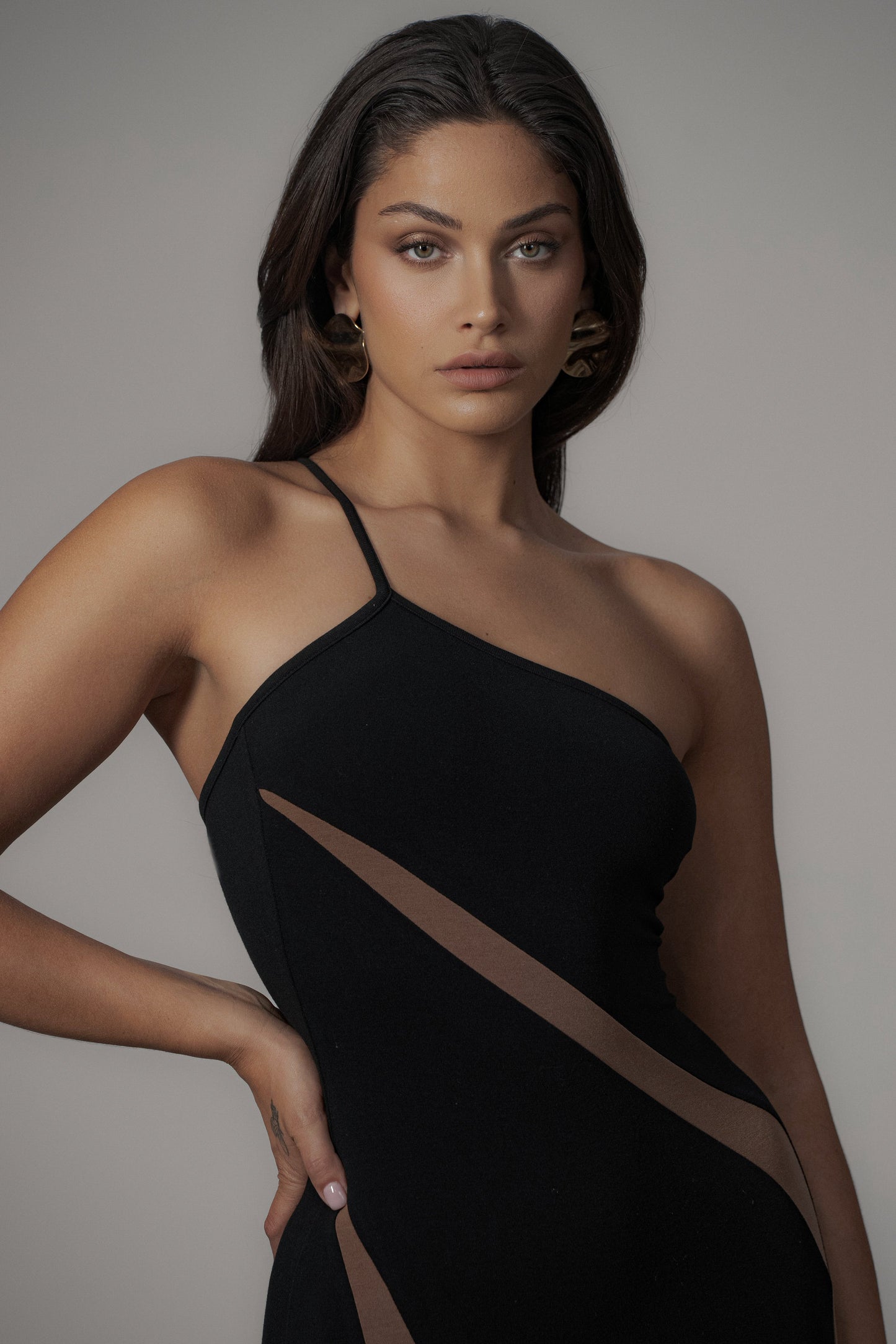 Black Wanderlust One Shoulder Dress JLUXLABEL