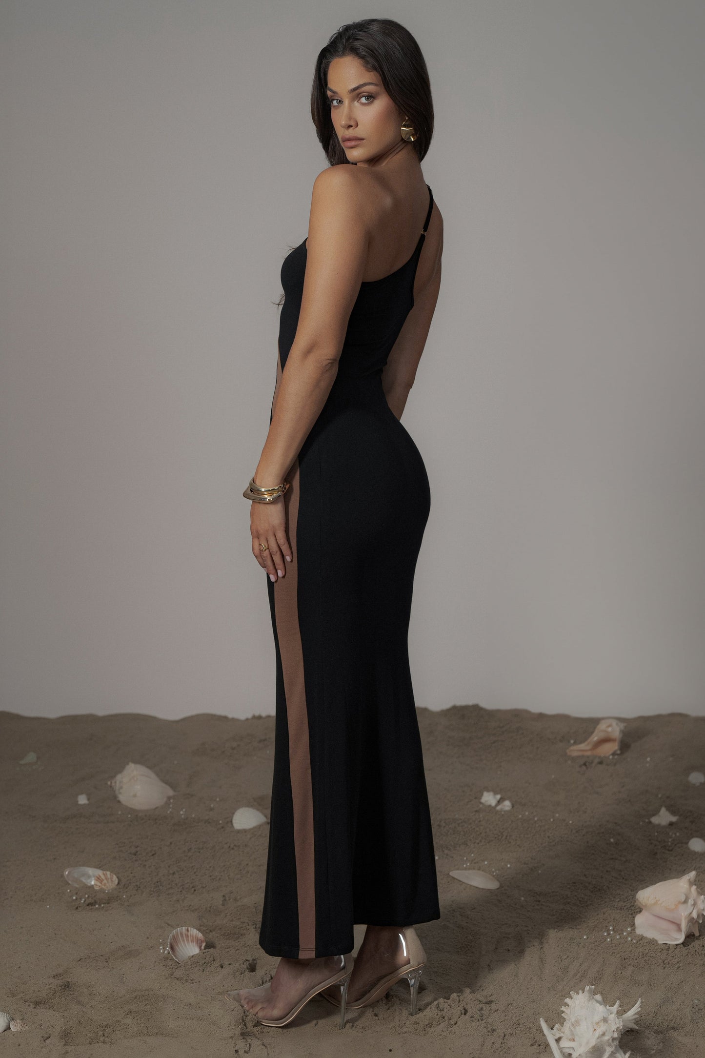 Black Wanderlust One Shoulder Dress JLUXLABEL