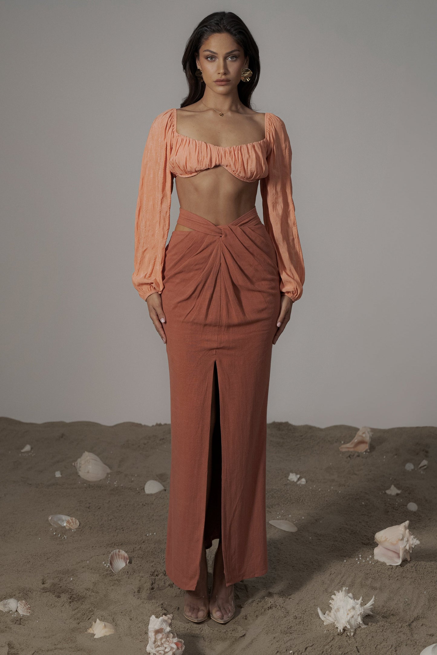 Terra Cotta Dreamland Linen Skirt JLUXLABEL