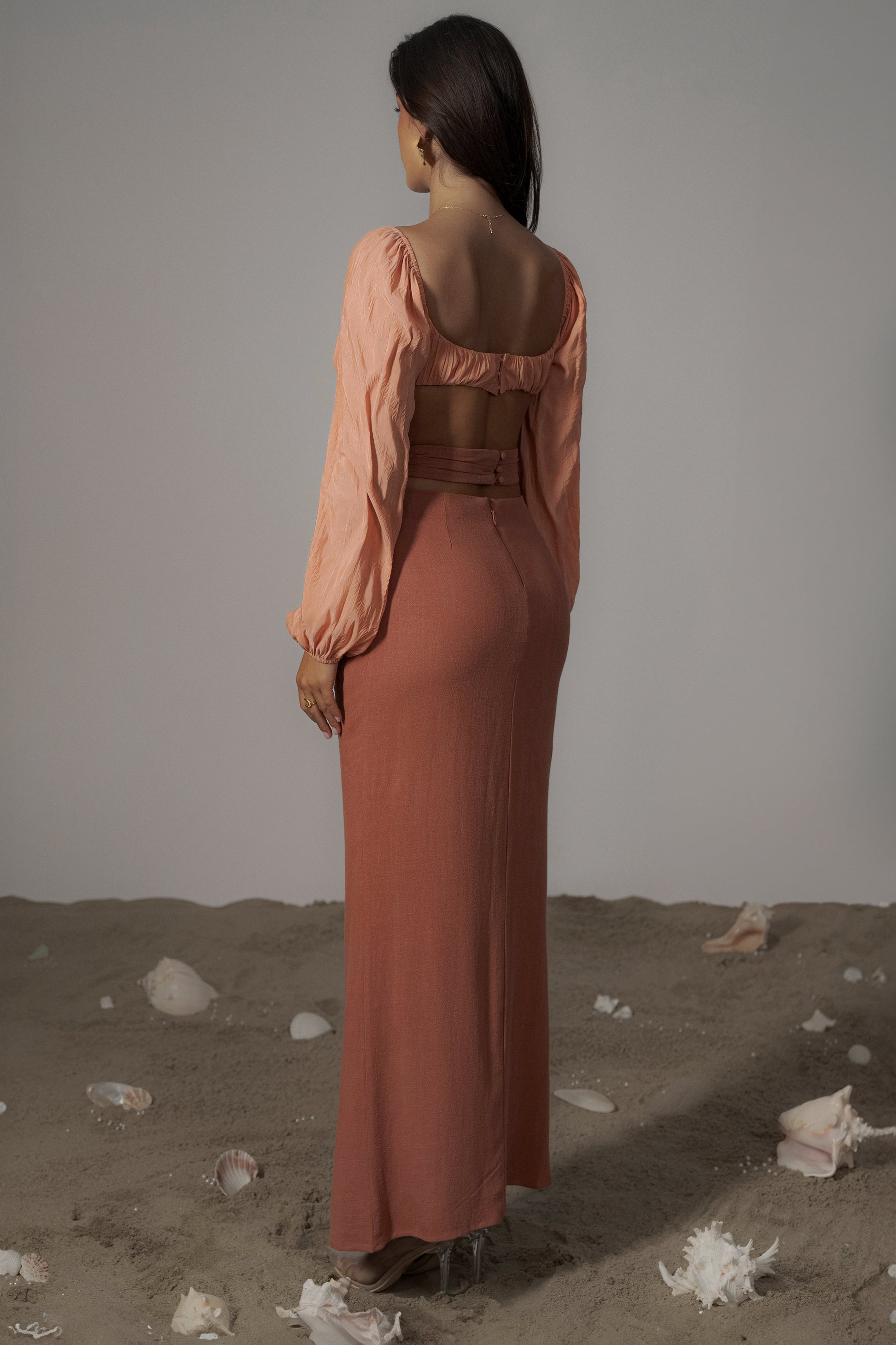 Terra Cotta Dreamland Linen Skirt JLUXLABEL