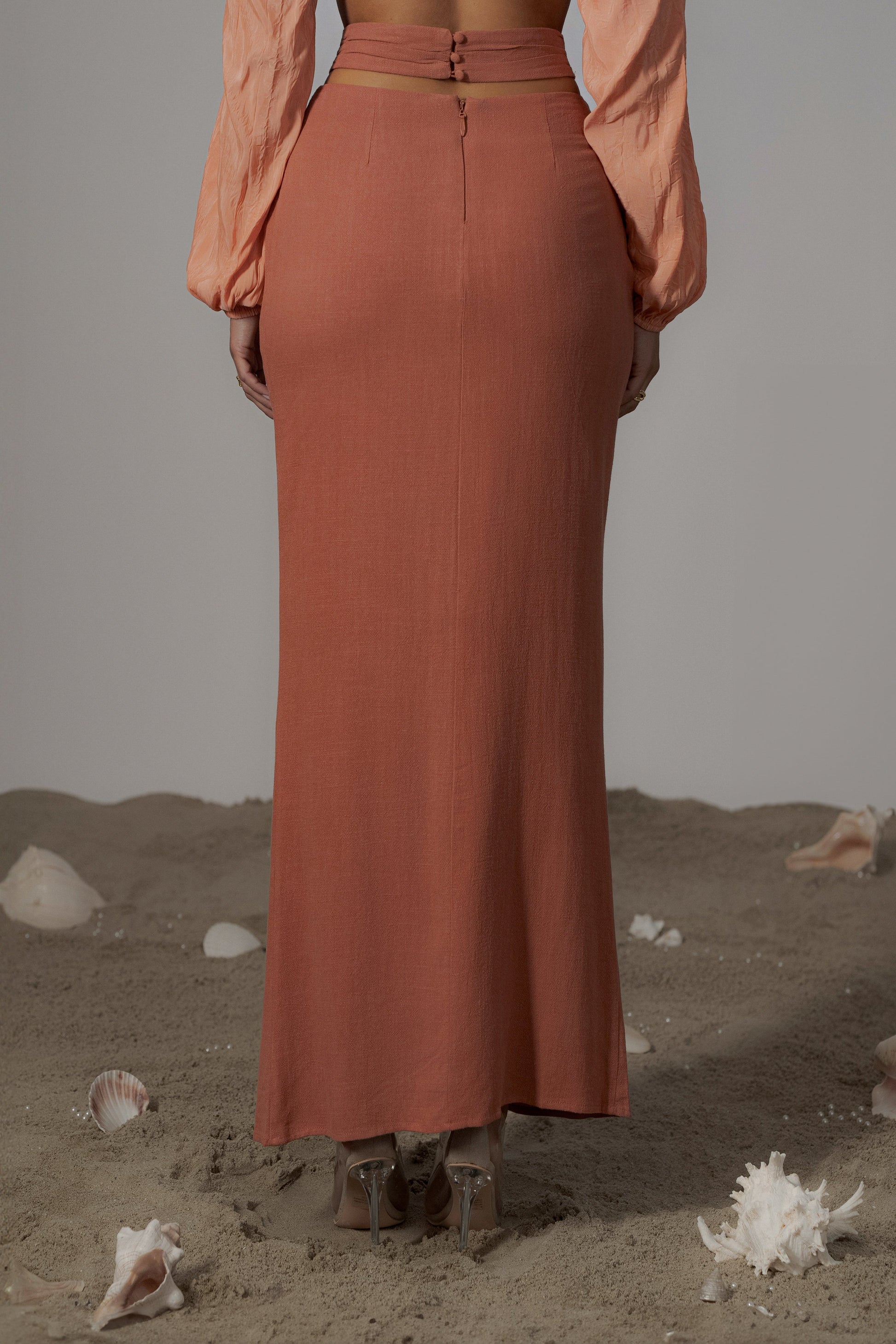 Terra Cotta Dreamland Linen Skirt JLUXLABEL