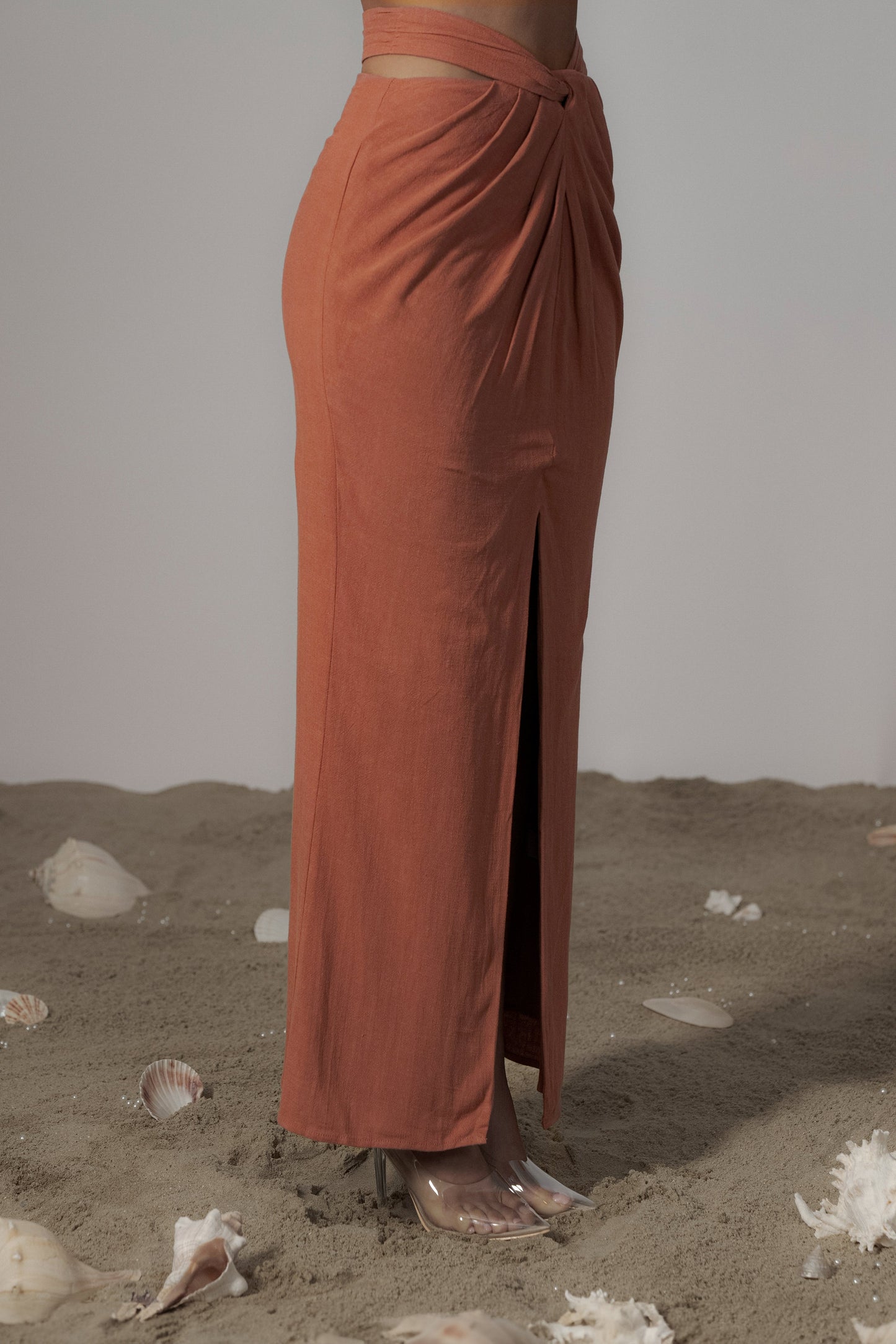 Terra Cotta Dreamland Linen Skirt JLUXLABEL