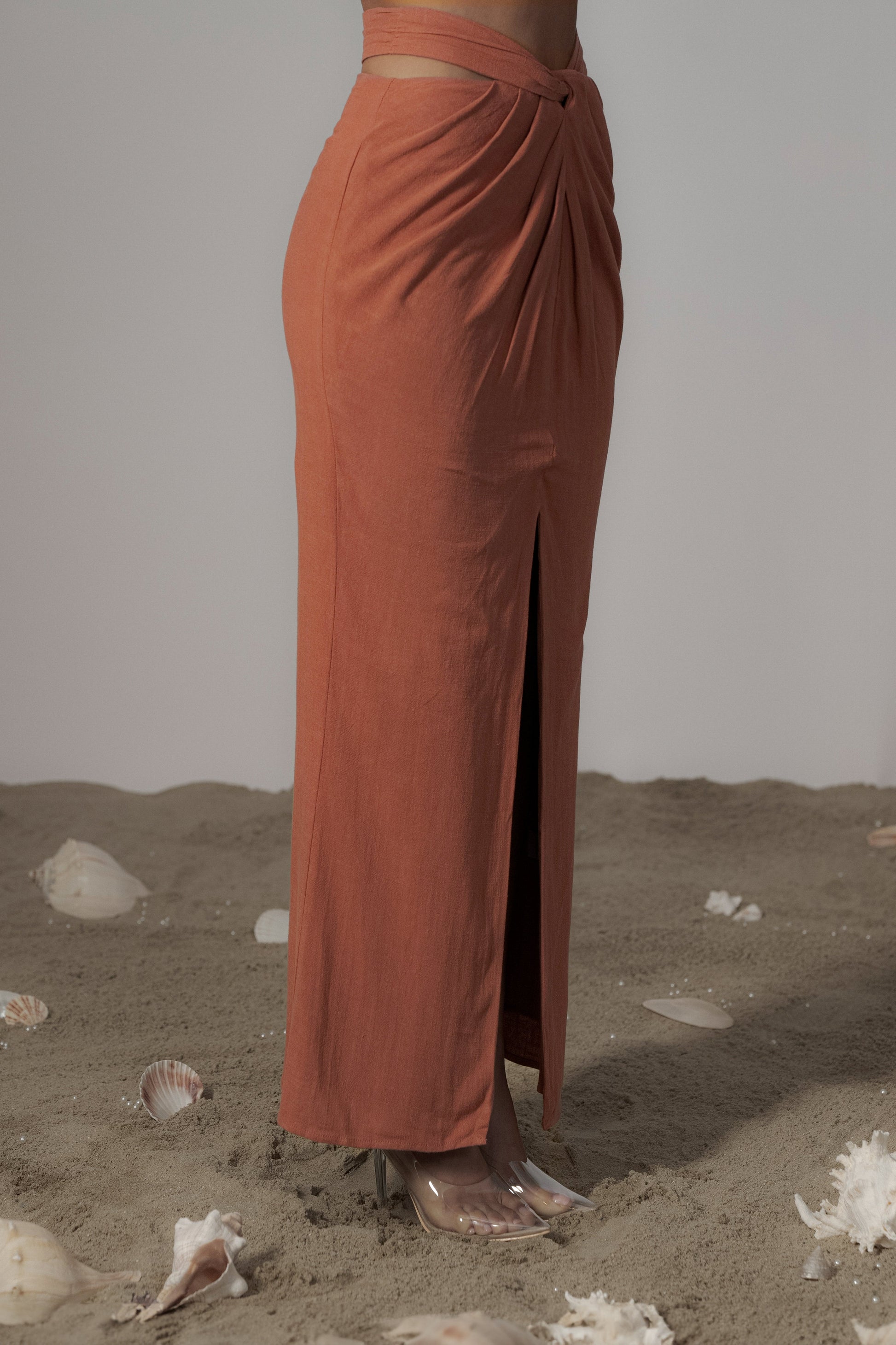 Terra Cotta Dreamland Linen Skirt JLUXLABEL