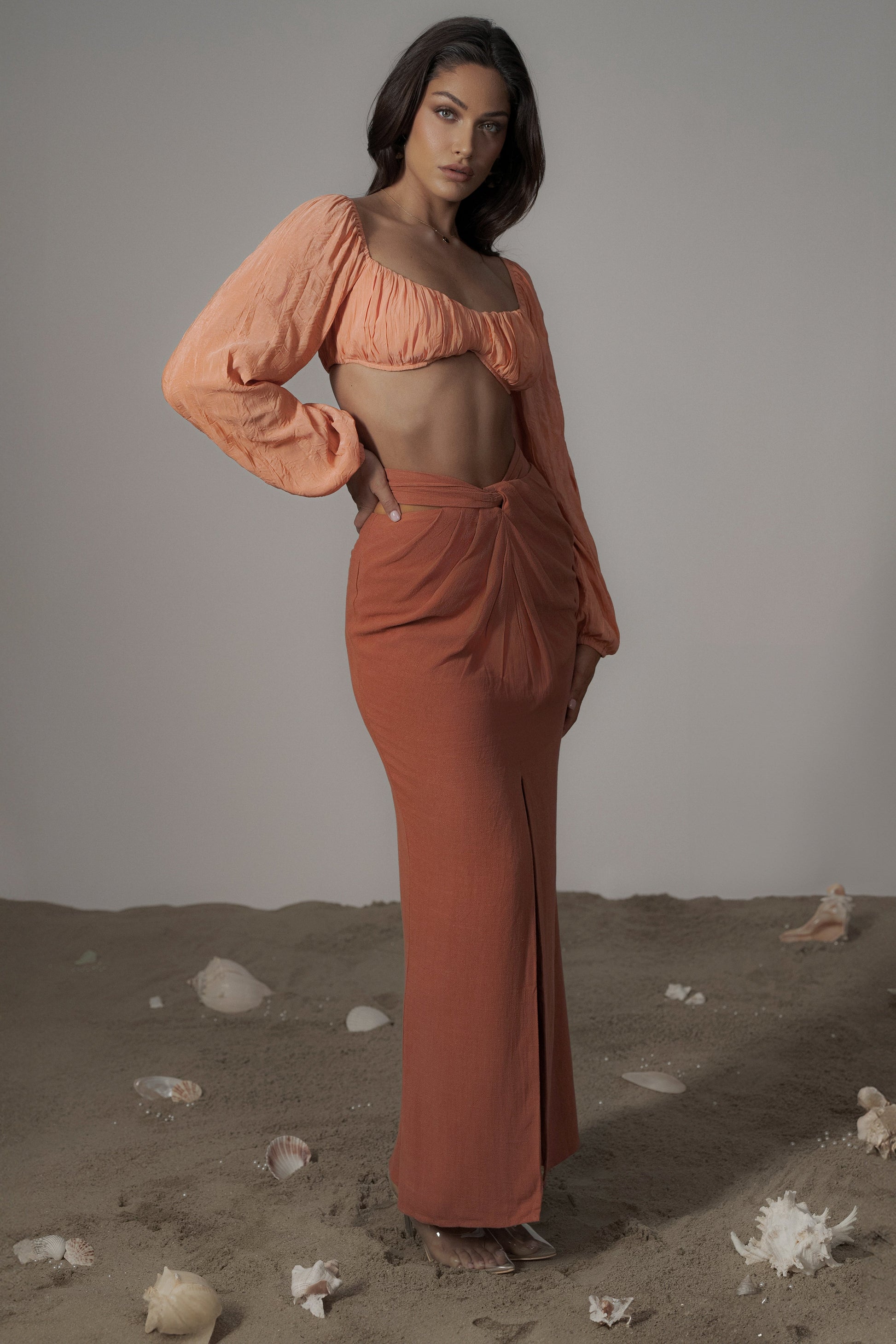 Terra Cotta Dreamland Linen Skirt JLUXLABEL
