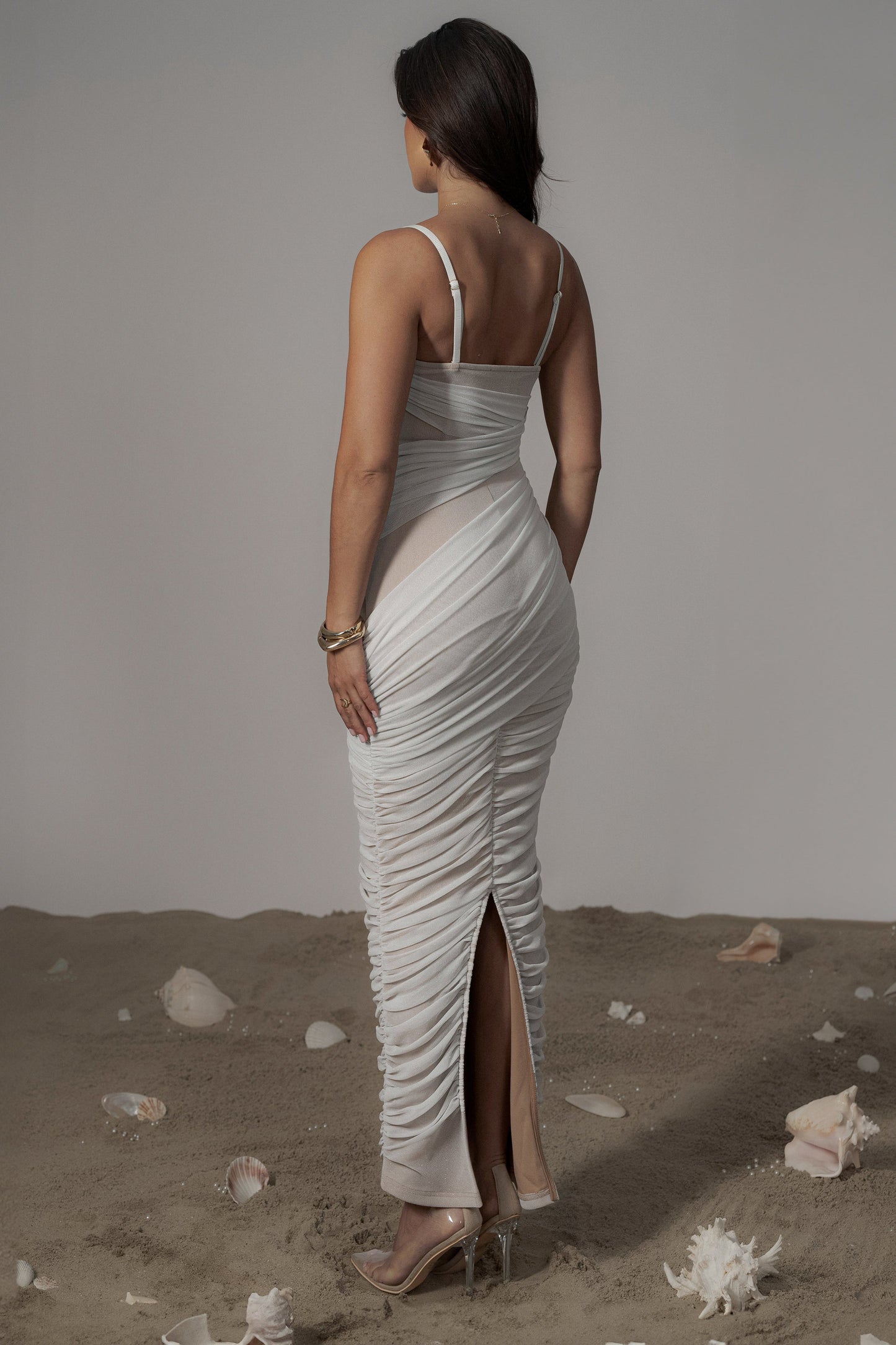 Ivory Catalina Lurex Knit Maxi Dress JLUXLABEL