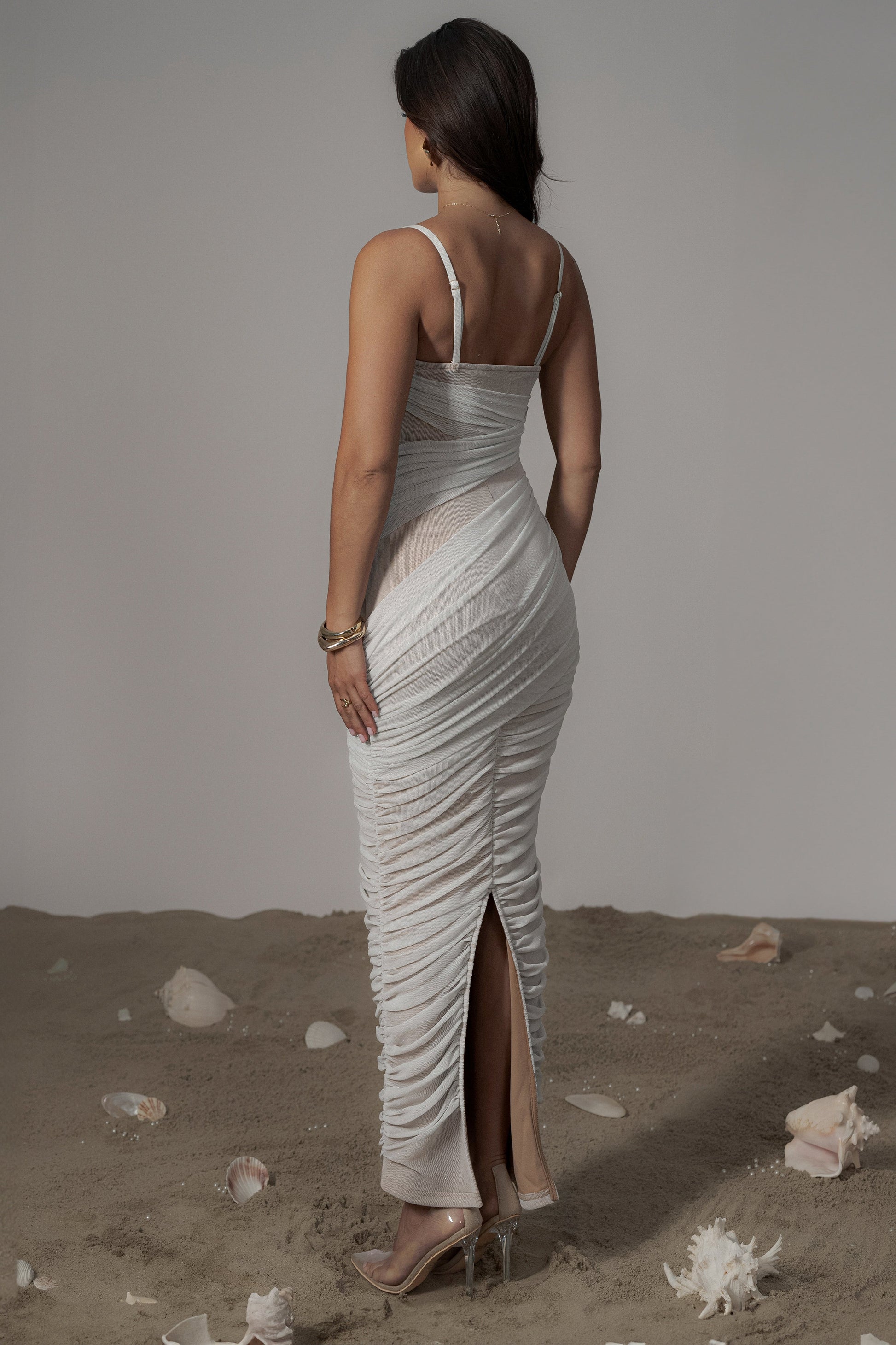 Ivory Catalina Lurex Knit Maxi Dress JLUXLABEL
