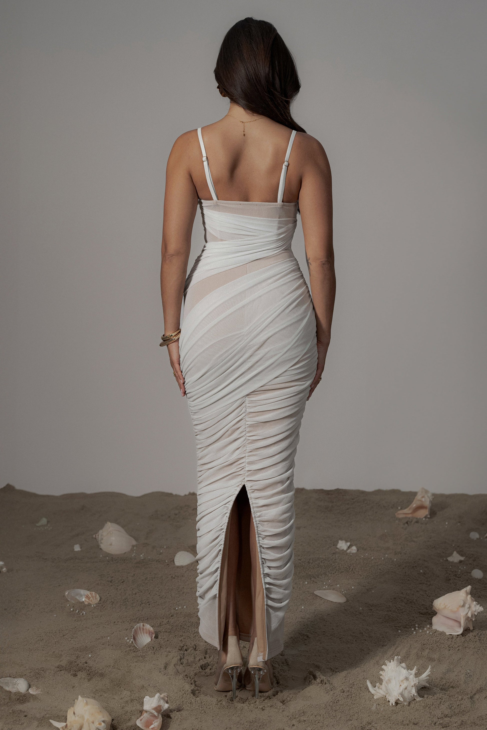 Ivory Catalina Lurex Knit Maxi Dress JLUXLABEL