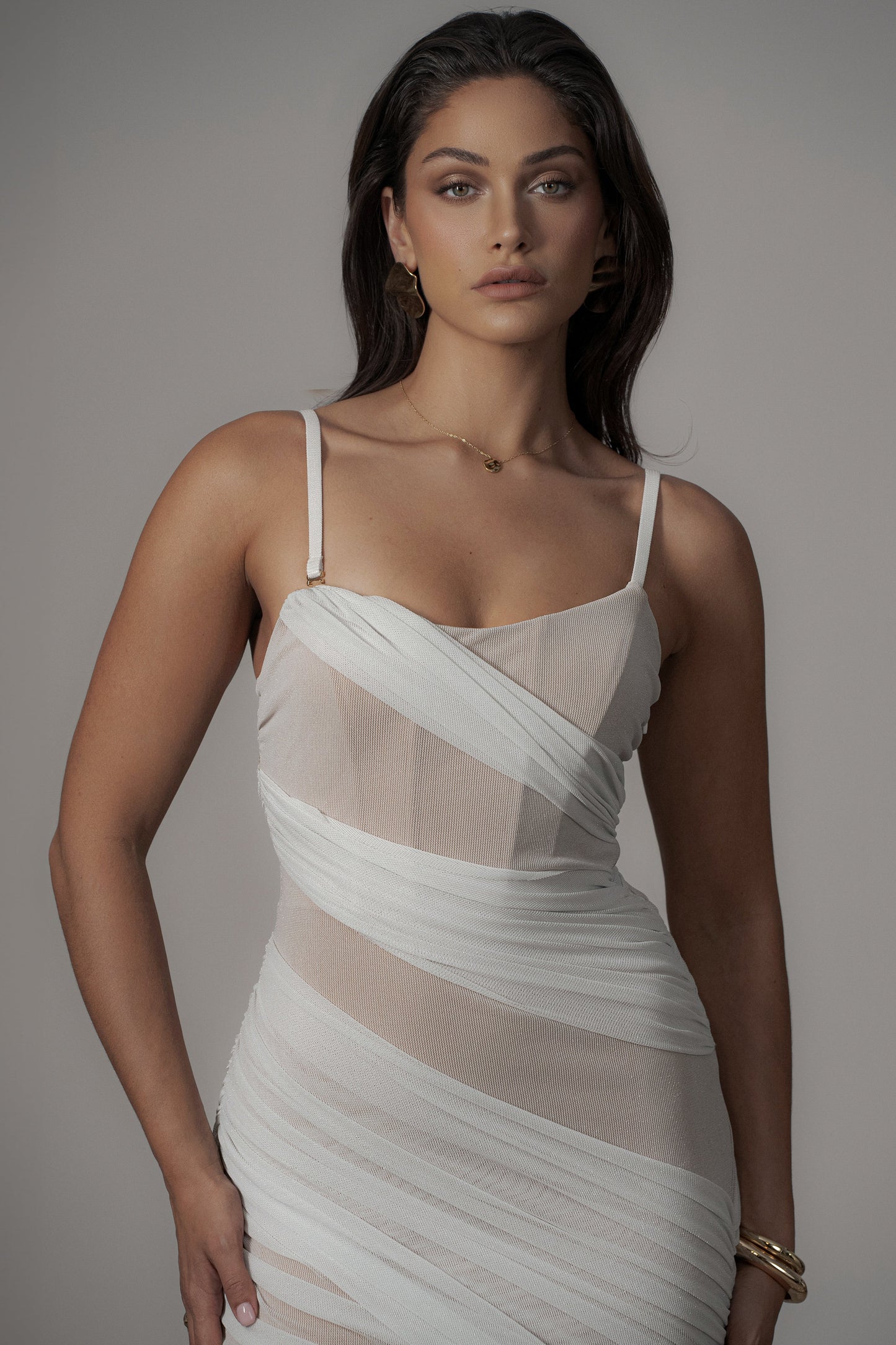 Ivory Catalina Lurex Knit Maxi Dress JLUXLABEL
