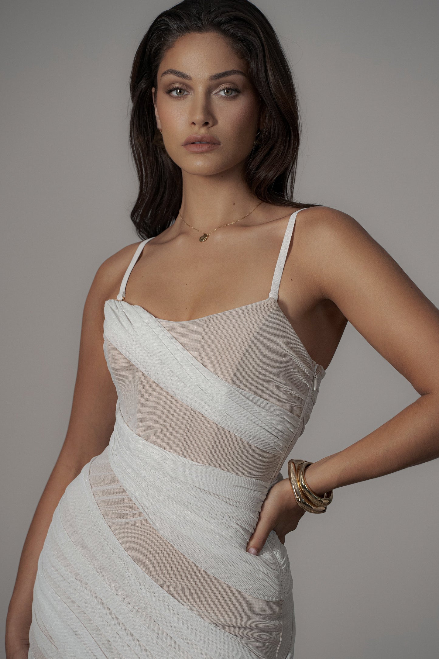 Ivory Catalina Lurex Knit Maxi Dress JLUXLABEL