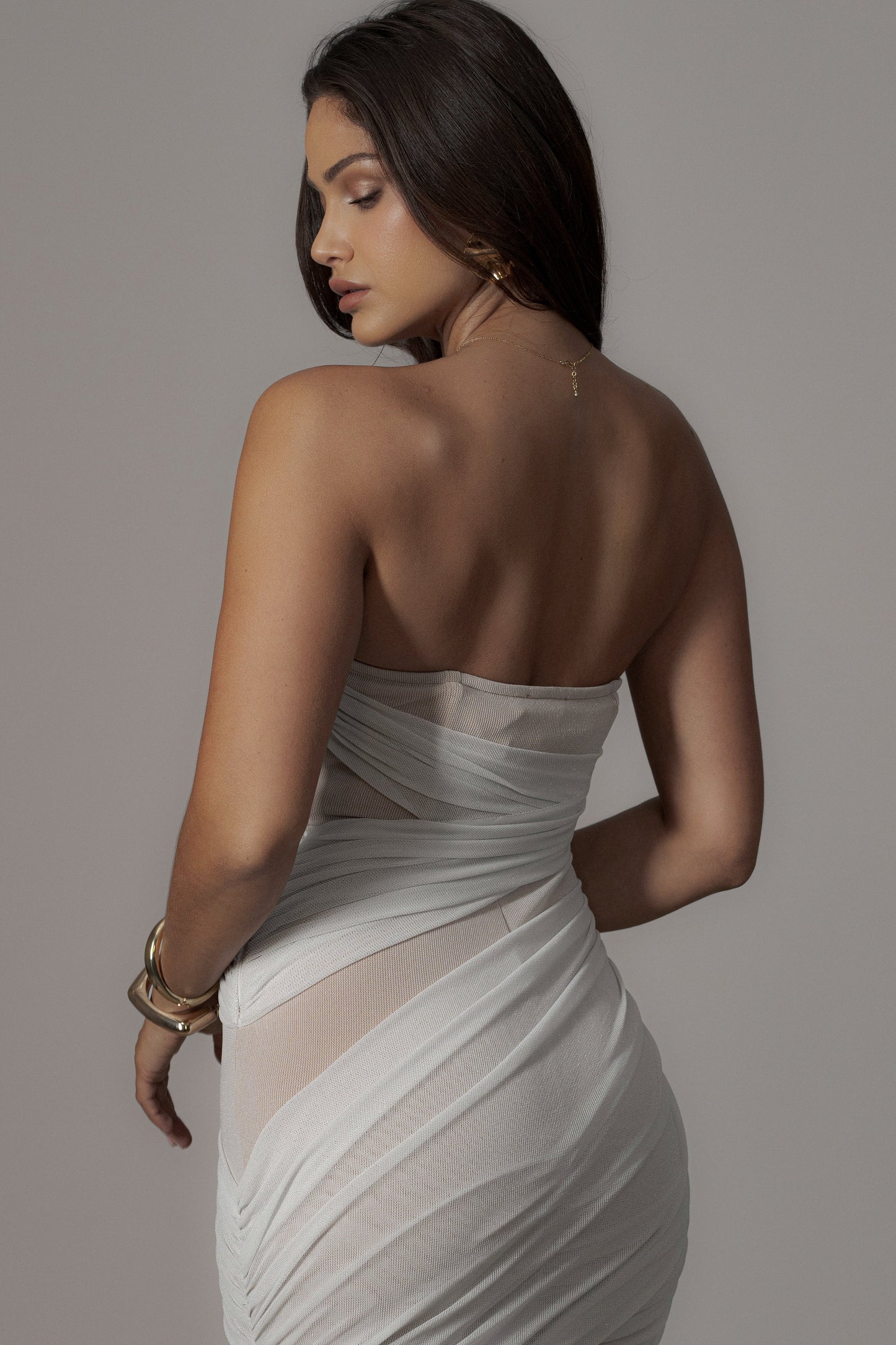Ivory Catalina Lurex Knit Maxi Dress JLUXLABEL