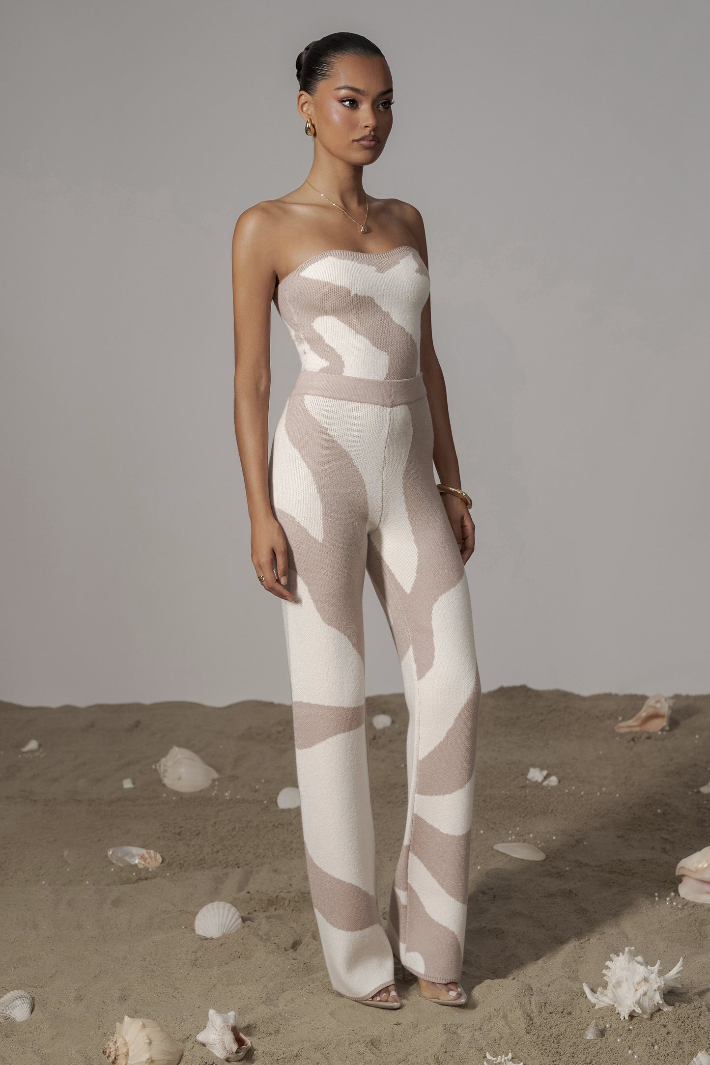Beige Abstract Tropic Oasis Top JLUXLABEL