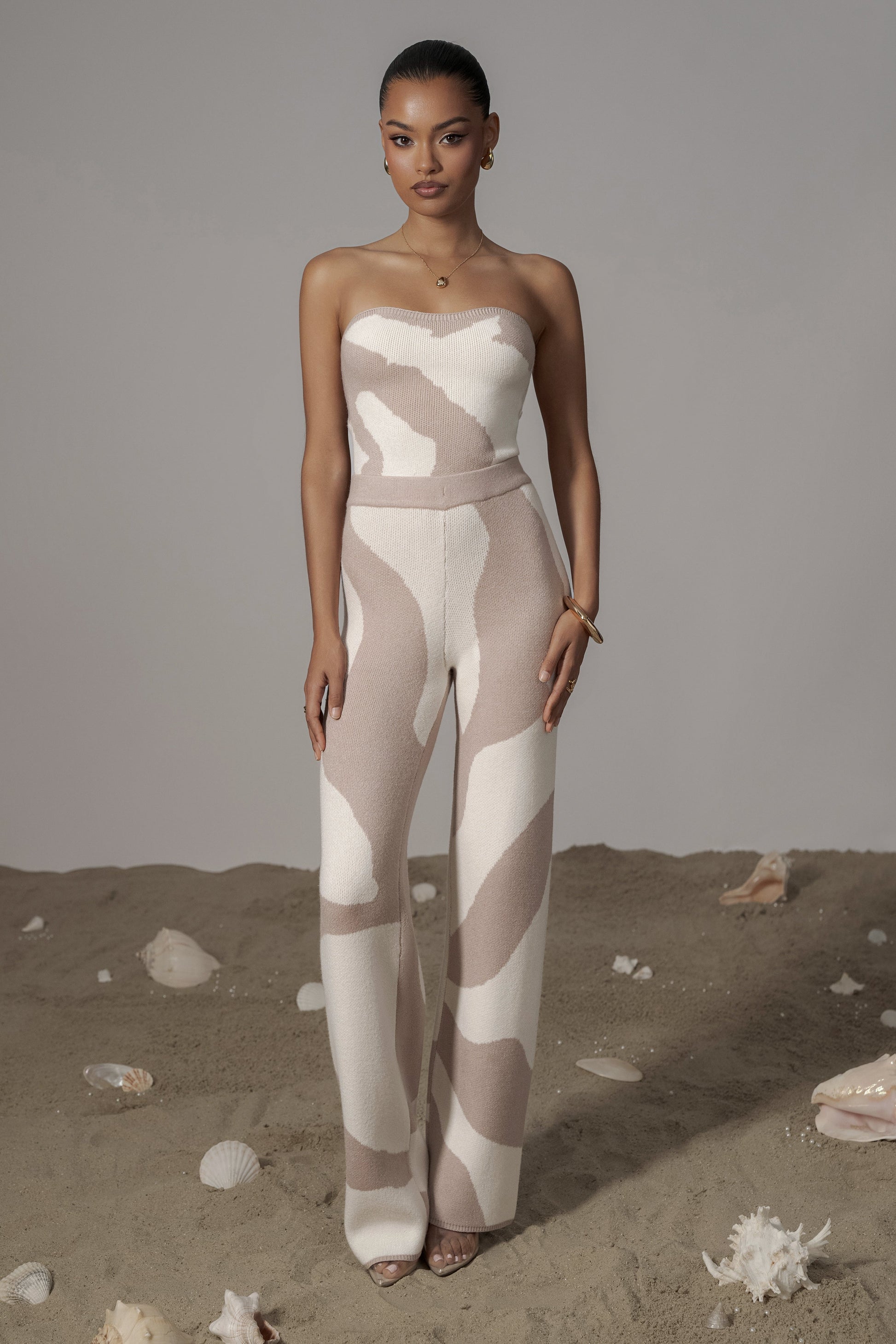 Beige Abstract Tropic Oasis Top JLUXLABEL