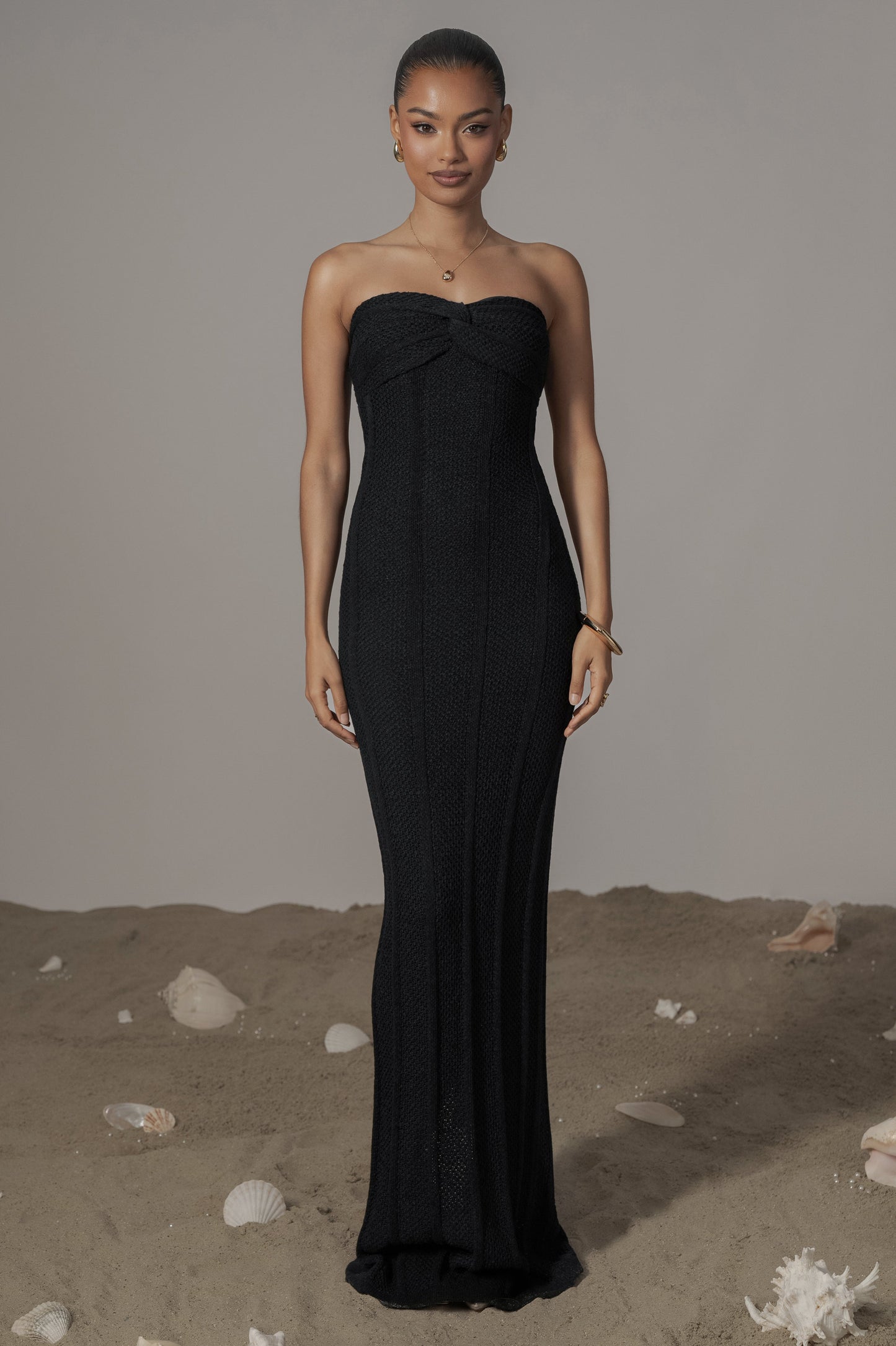 Black Blanca Strapless Maxi Dress JLUXLABEL