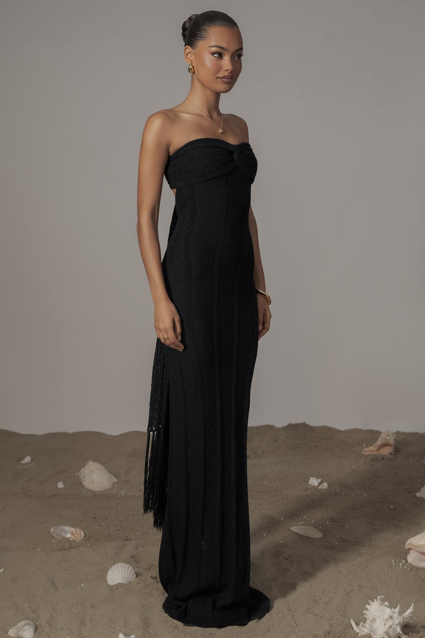 Black Blanca Strapless Maxi Dress JLUXLABEL