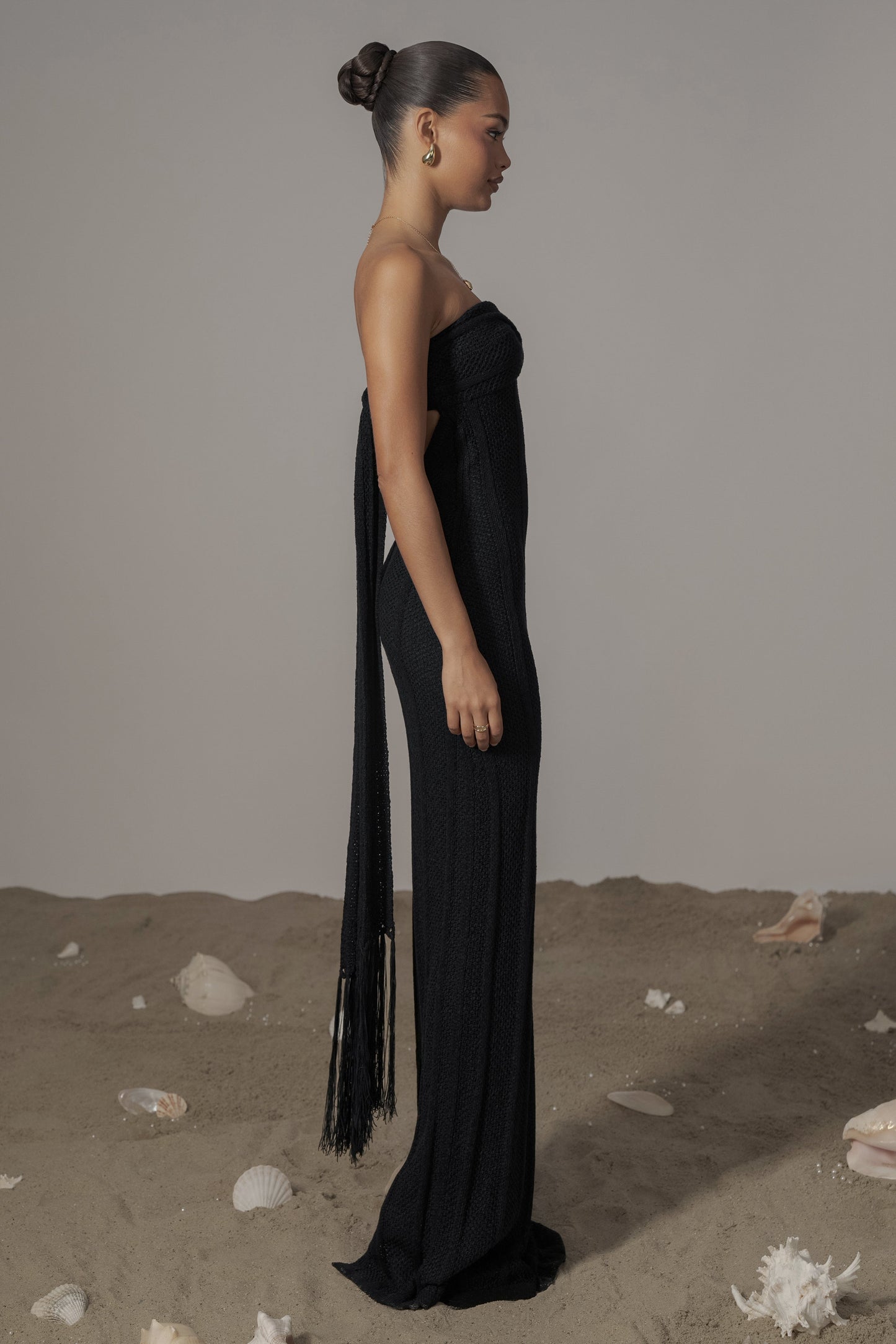 Black Blanca Strapless Maxi Dress JLUXLABEL