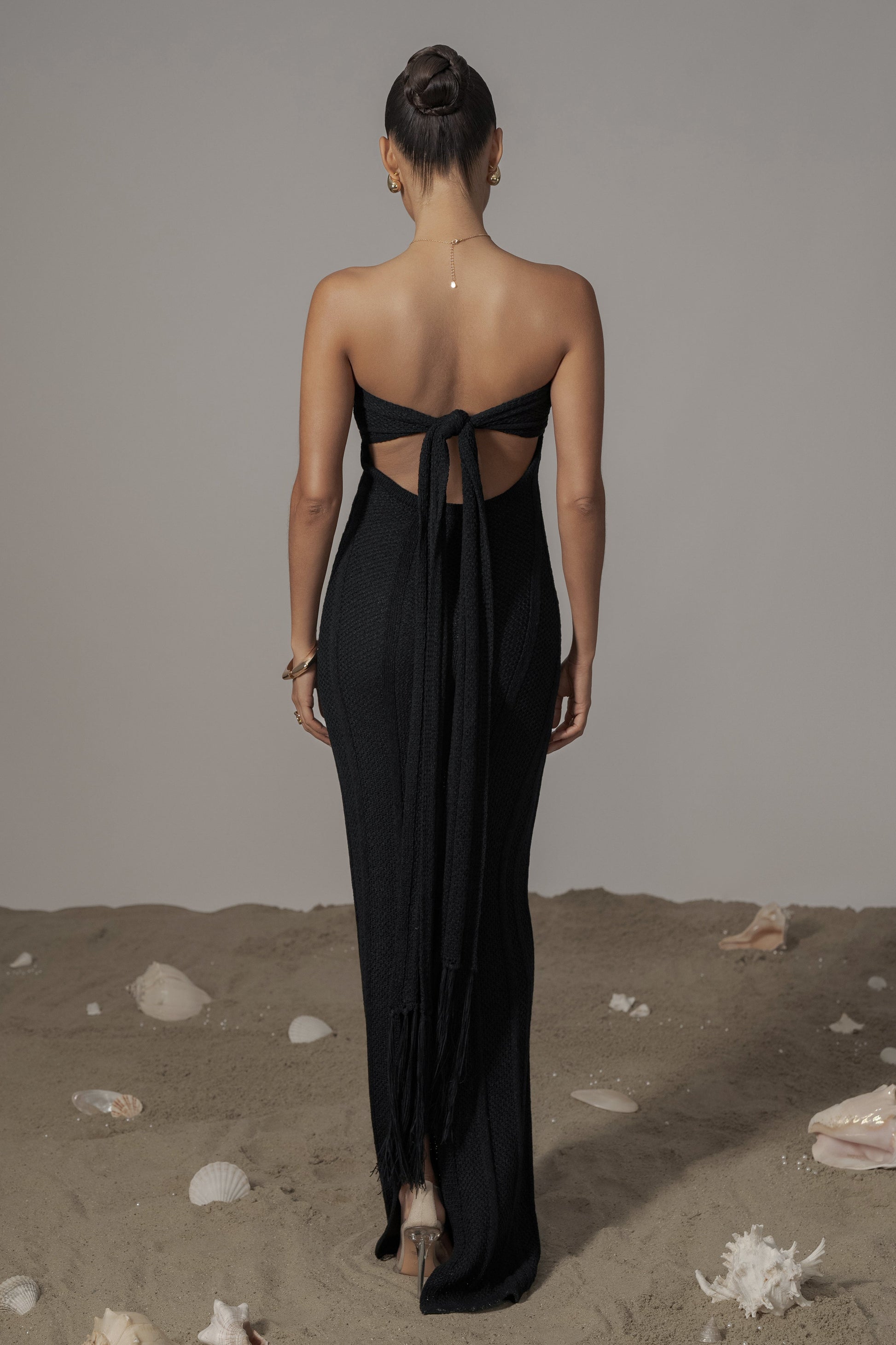 Black Blanca Strapless Maxi Dress JLUXLABEL