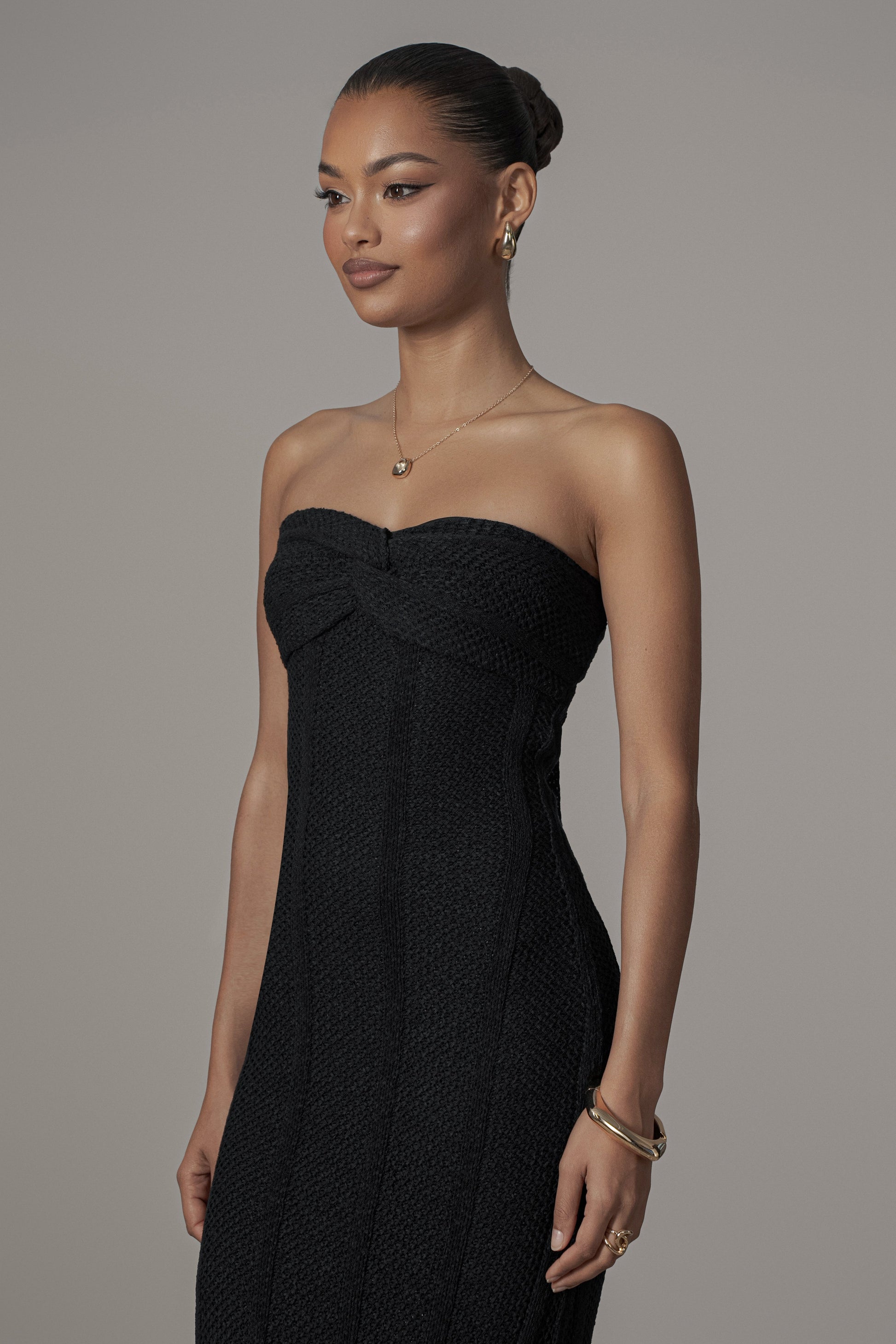 Black Blanca Strapless Maxi Dress JLUXLABEL