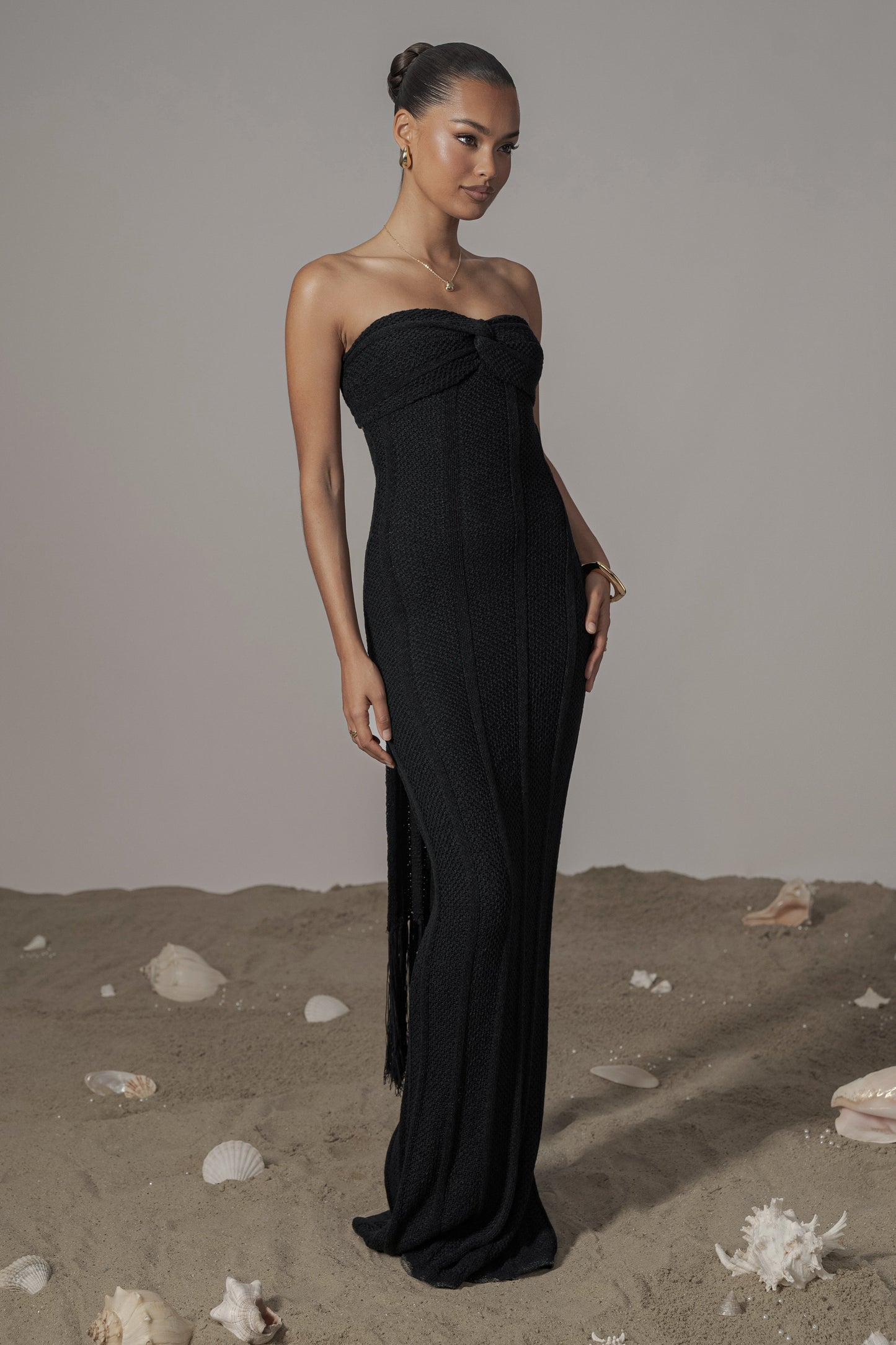 Black Blanca Strapless Maxi Dress JLUXLABEL