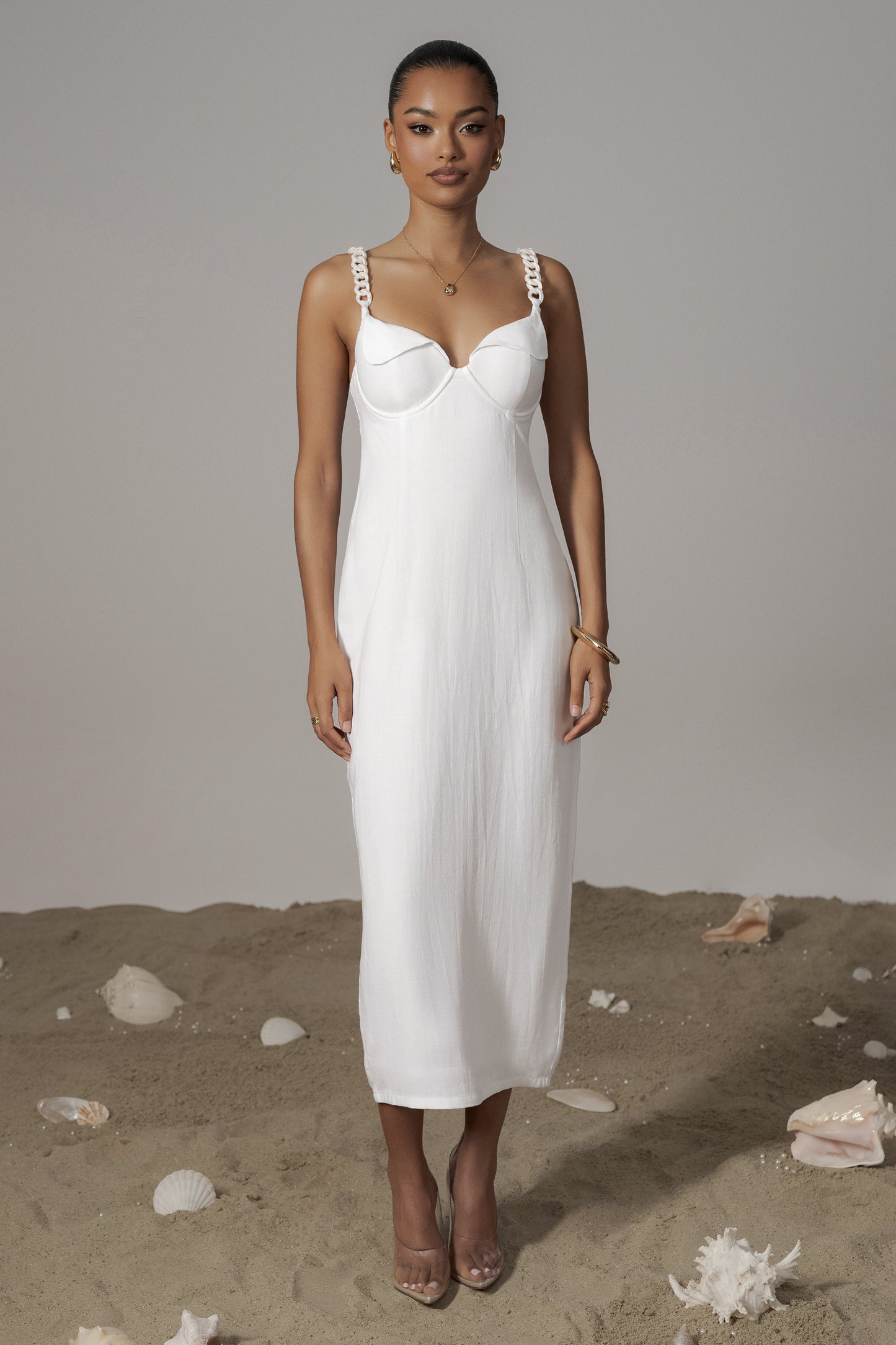 Ivory Secret Hideout Linen Dress JLUXLABEL