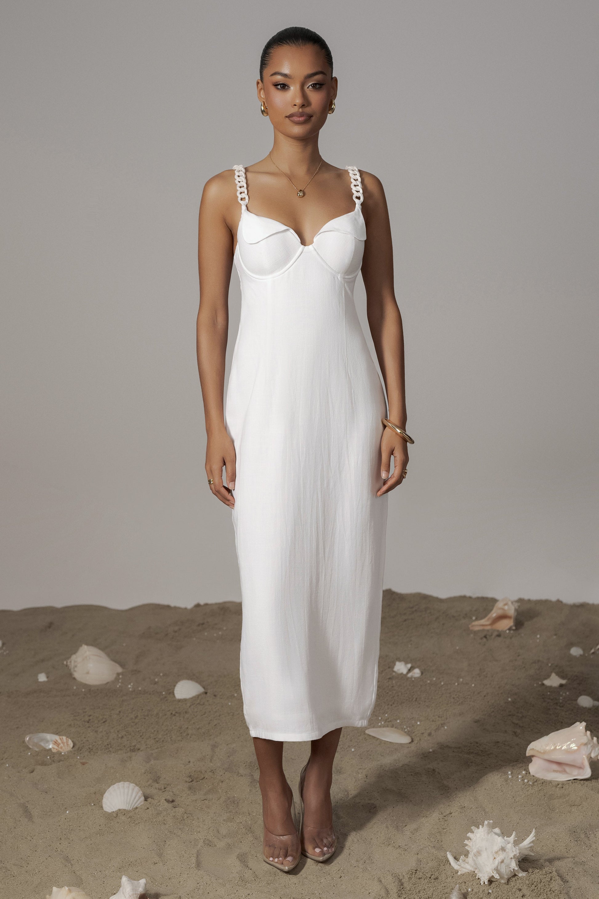 Ivory Secret Hideout Linen Dress JLUXLABEL
