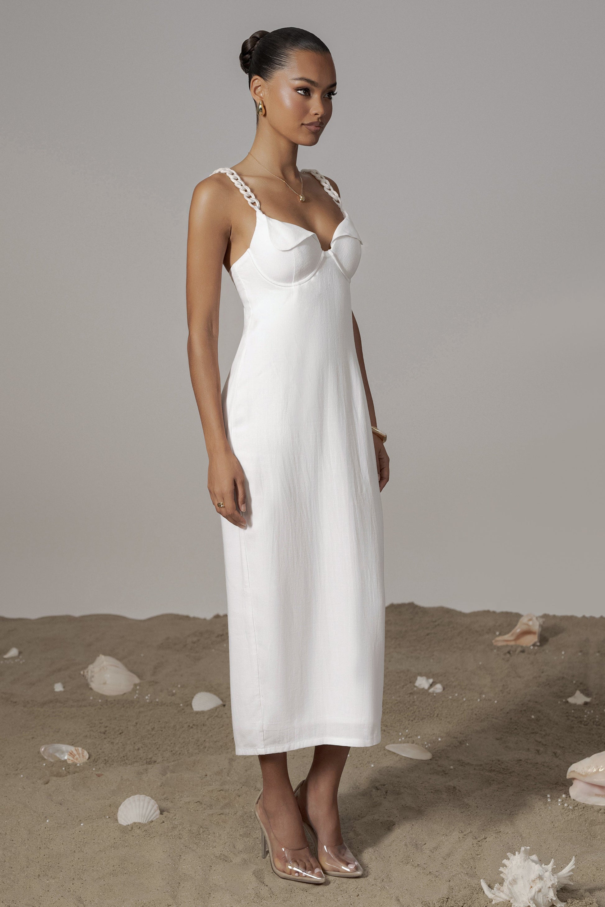 Ivory Secret Hideout Linen Dress JLUXLABEL
