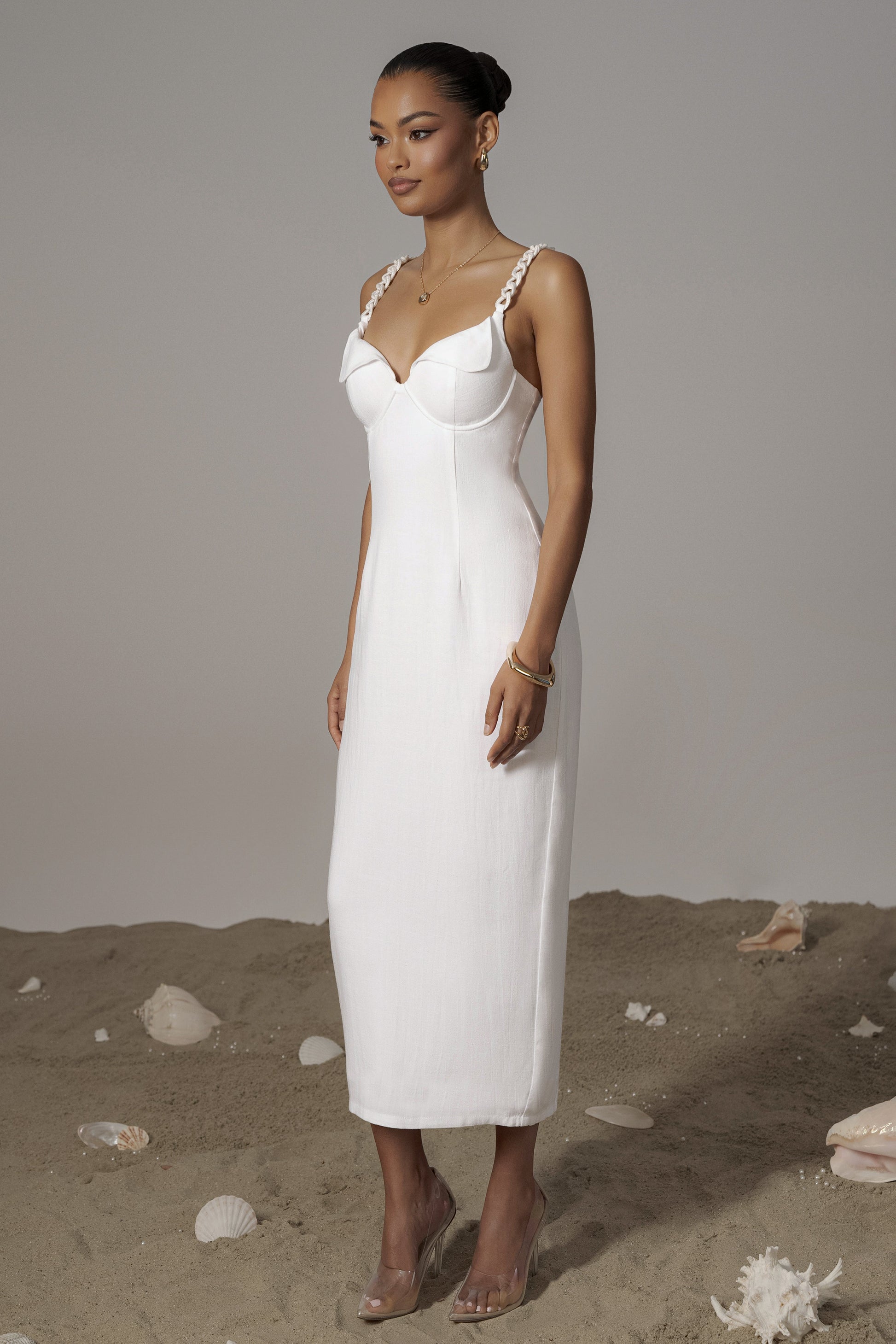 Ivory Secret Hideout Linen Dress JLUXLABEL