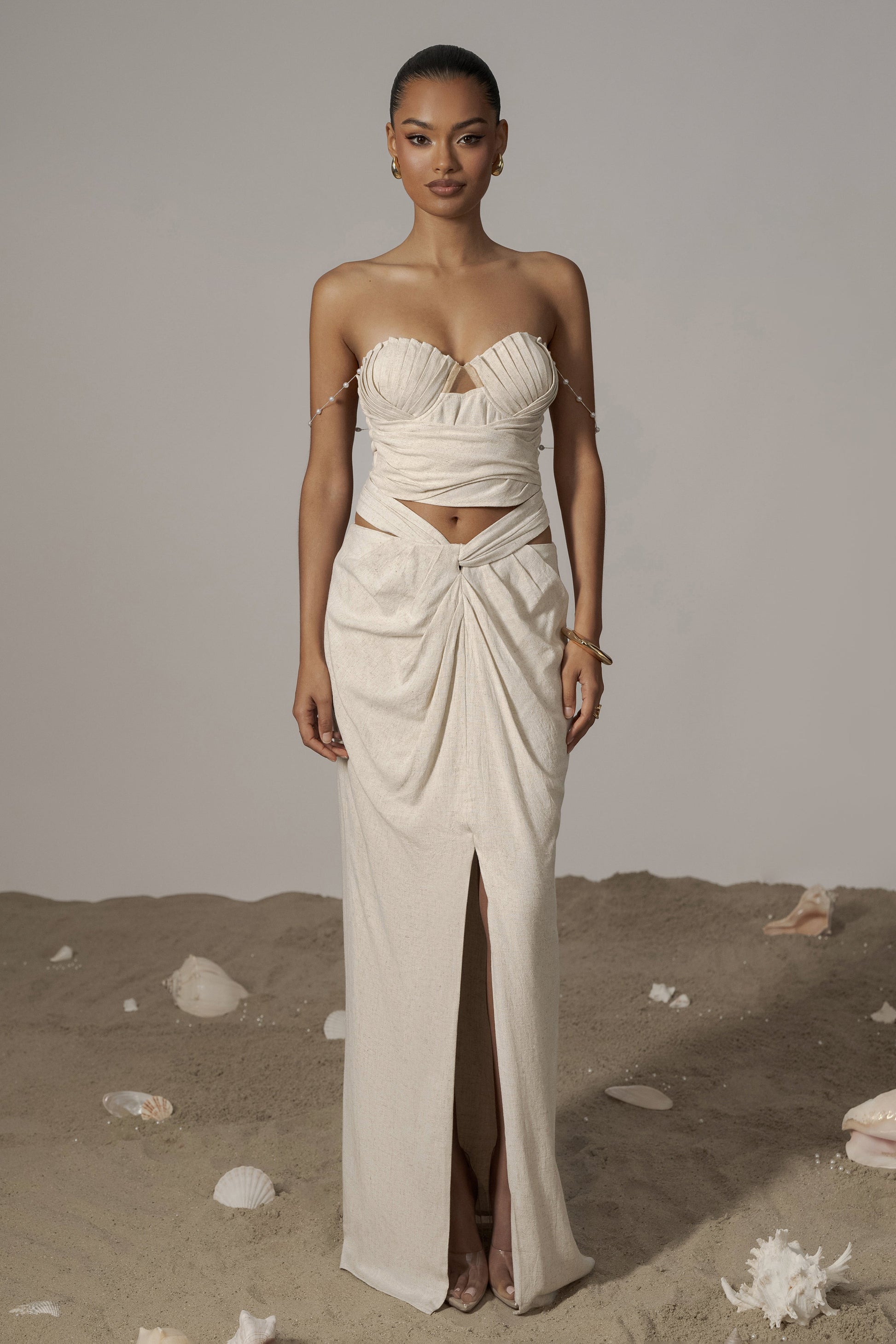 Natural Dreamland Linen Skirt JLUXLABEL