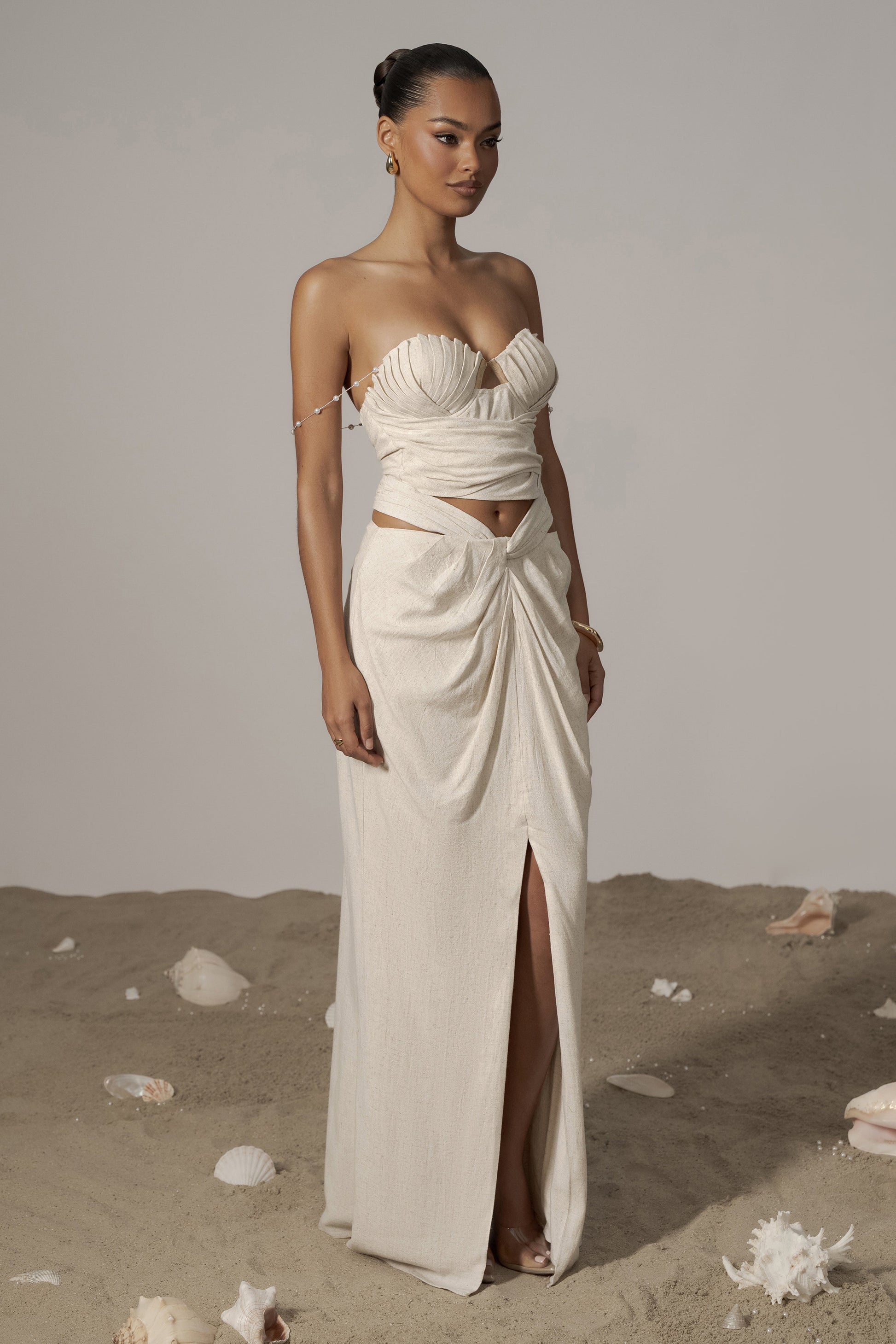 Natural Dreamland Linen Skirt JLUXLABEL