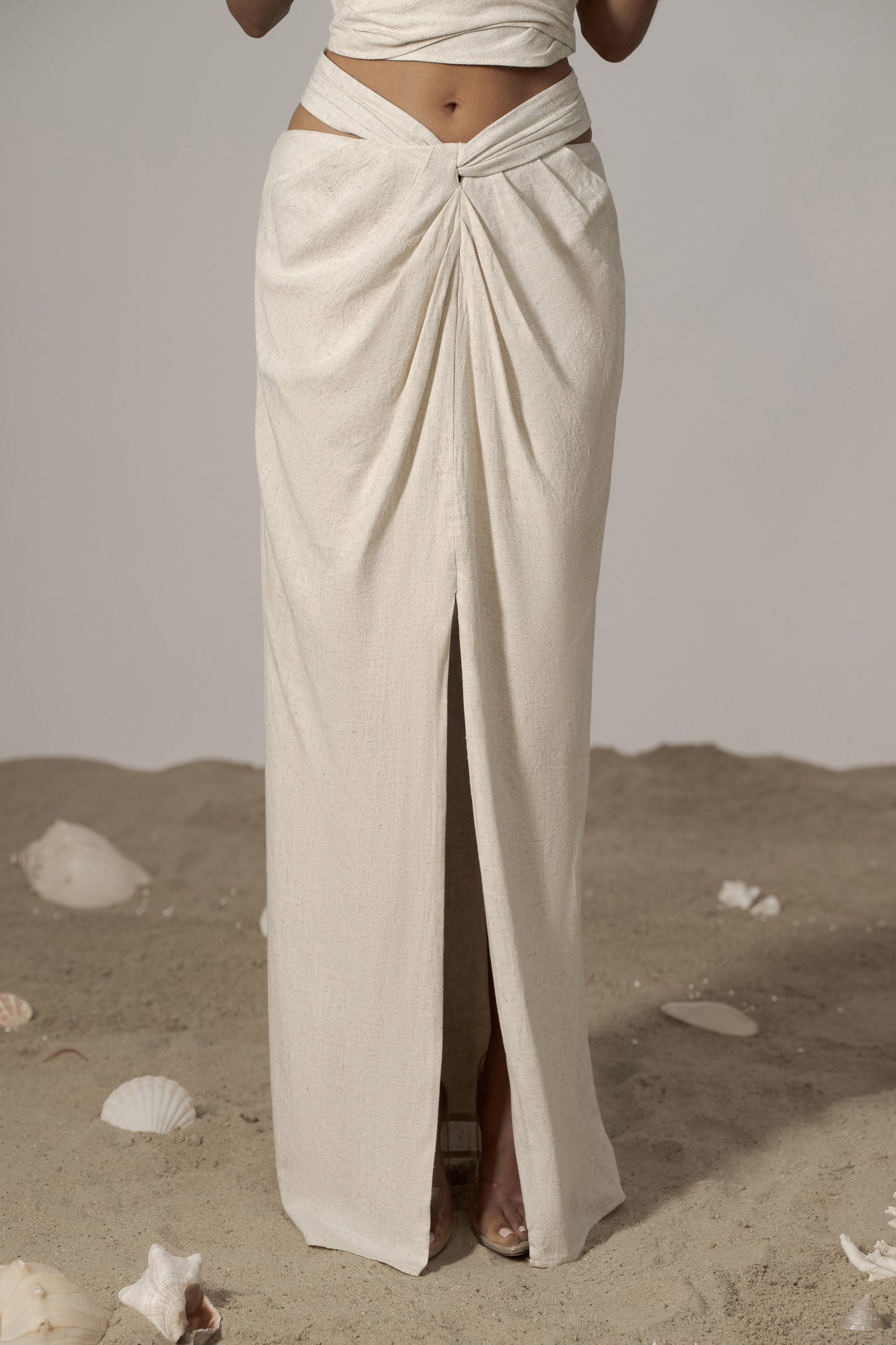 Natural Dreamland Linen Skirt JLUXLABEL