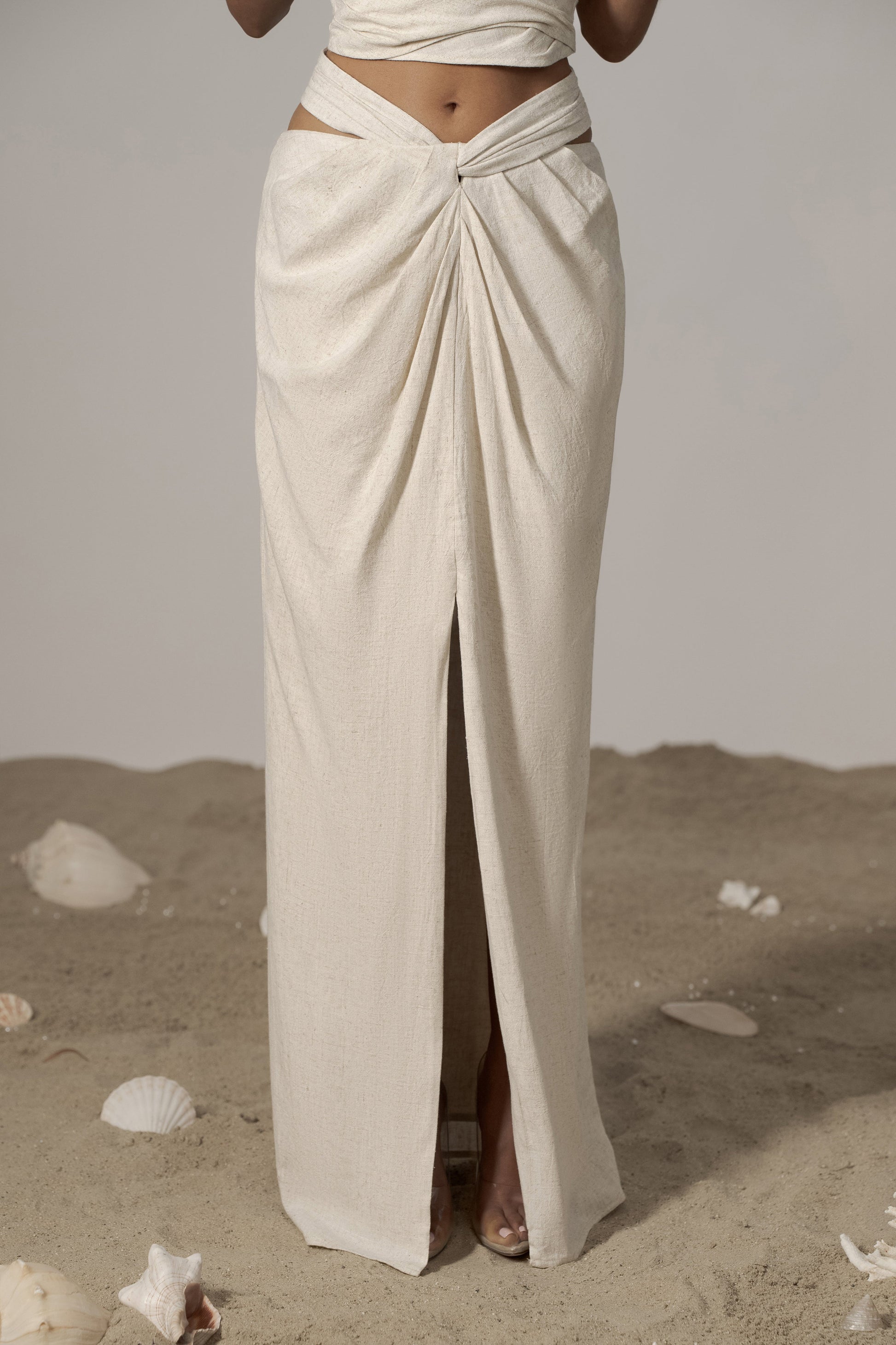 Natural Dreamland Linen Skirt JLUXLABEL