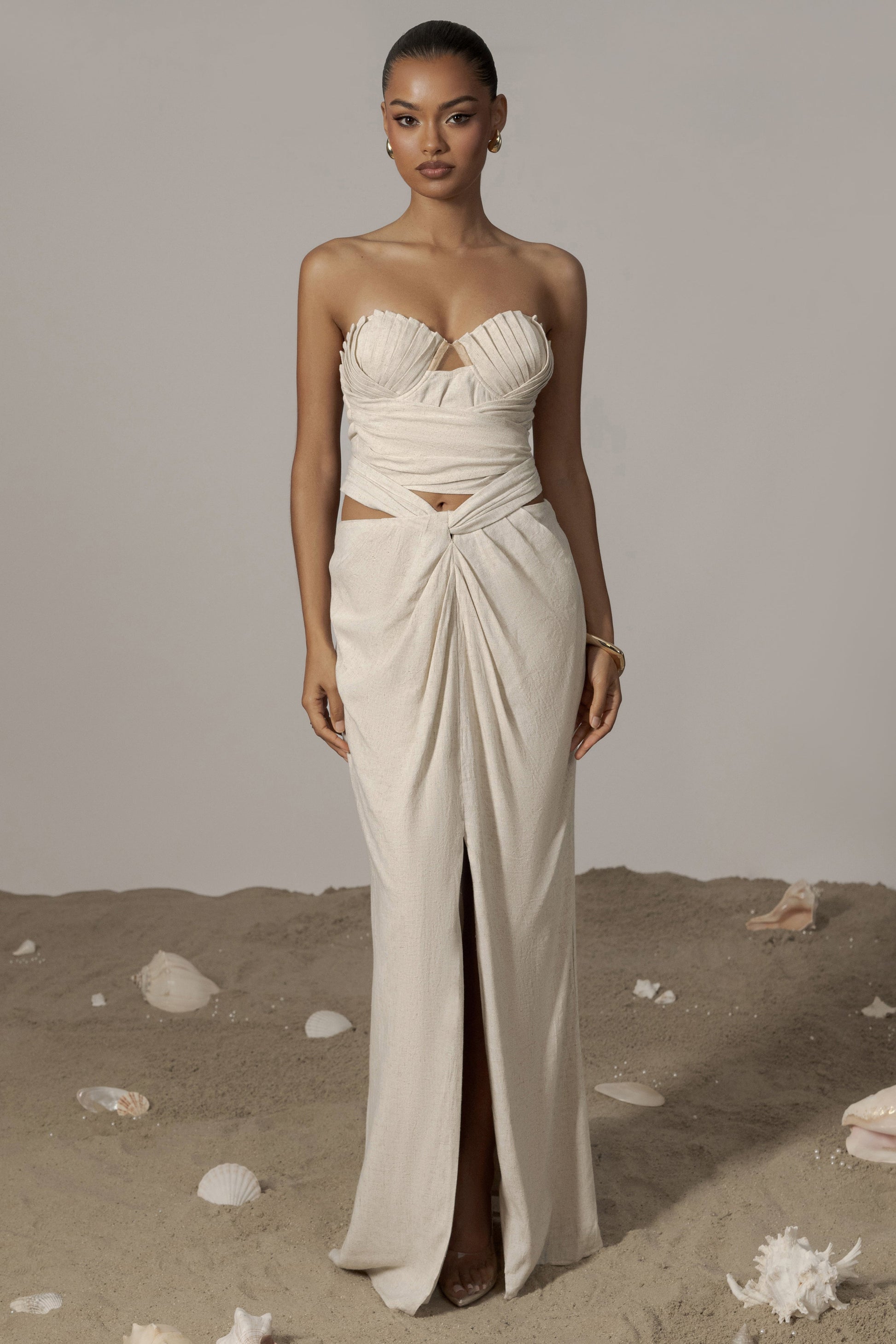 Natural Dreamland Linen Skirt JLUXLABEL