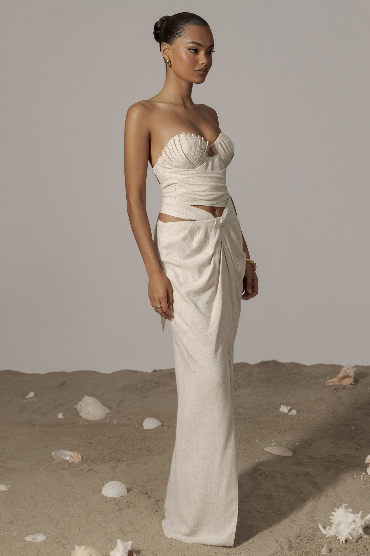 Natural Dreamland Linen Skirt JLUXLABEL