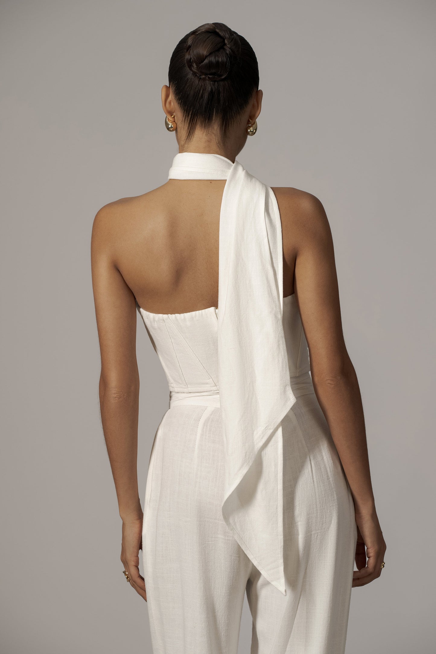Ivory Coastal Bliss Linen Bustier JLUXLABEL