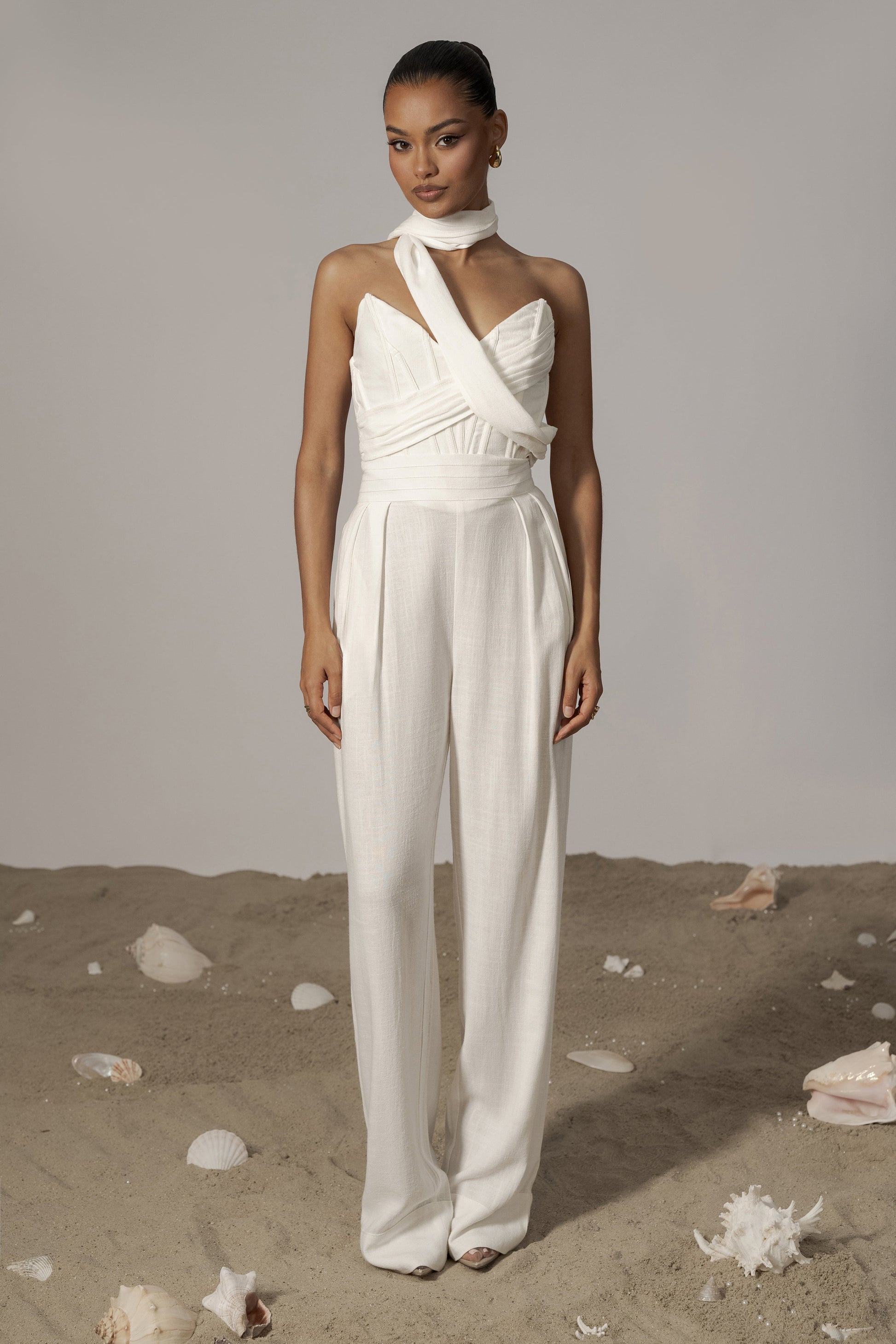 Ivory Coastal Bliss Linen Bustier JLUXLABEL