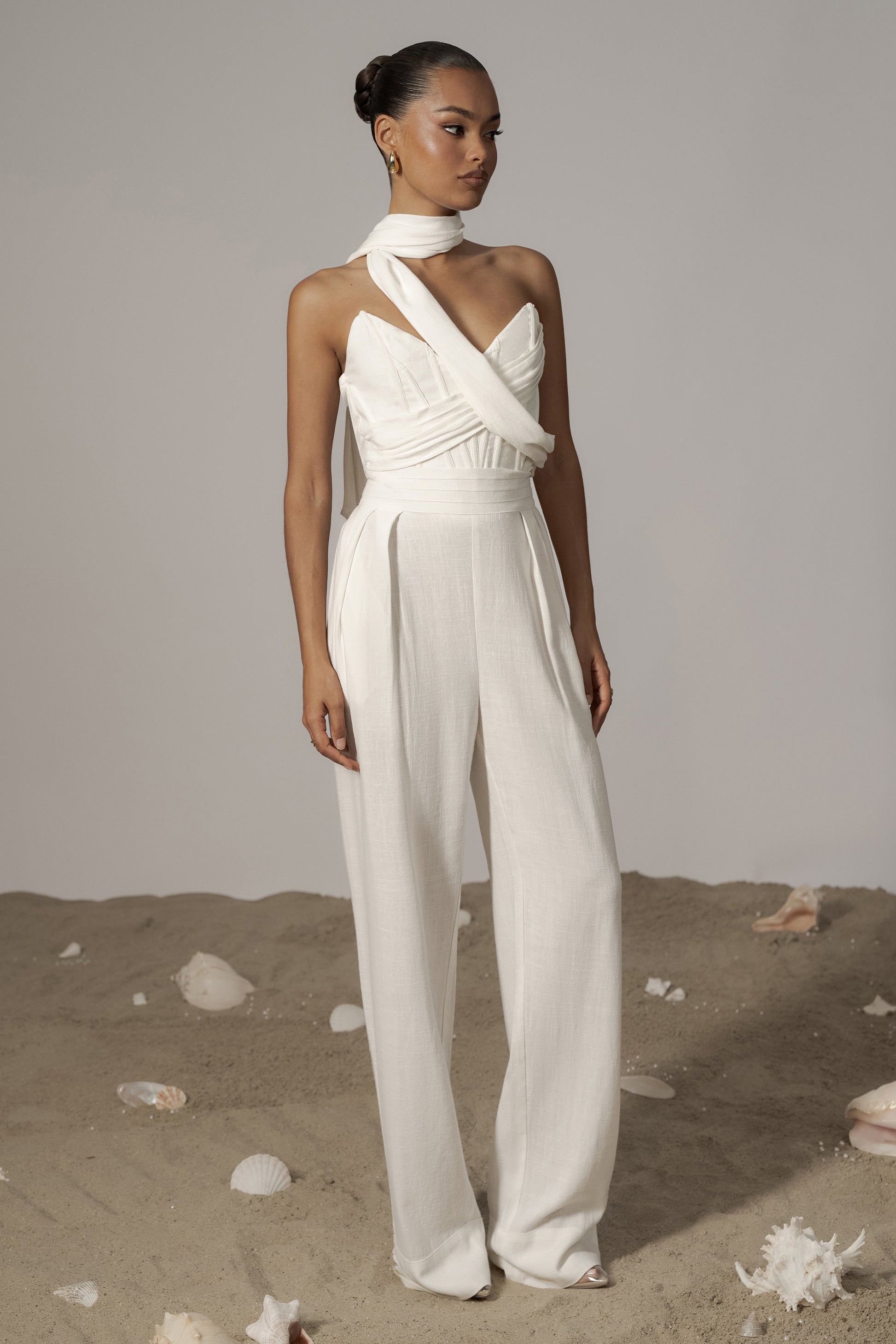 Ivory Coastal Bliss Linen Bustier JLUXLABEL