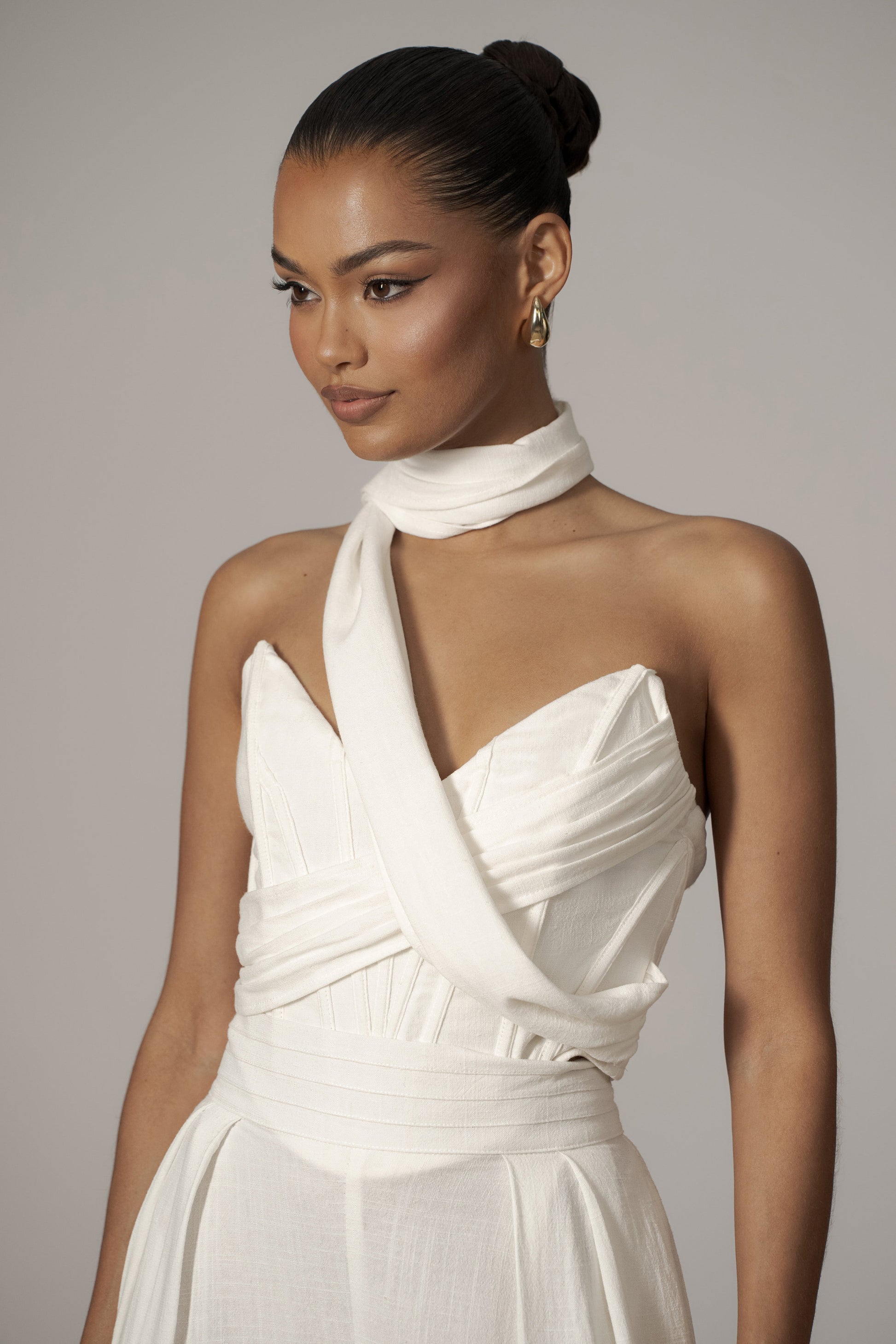 Ivory Coastal Bliss Linen Bustier JLUXLABEL