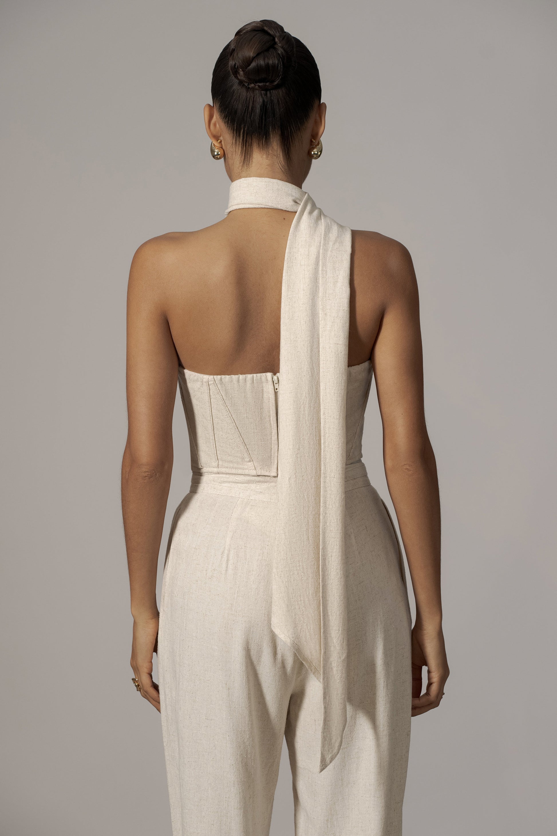 Natural Coastal Bliss Linen Bustier JLUXLABEL