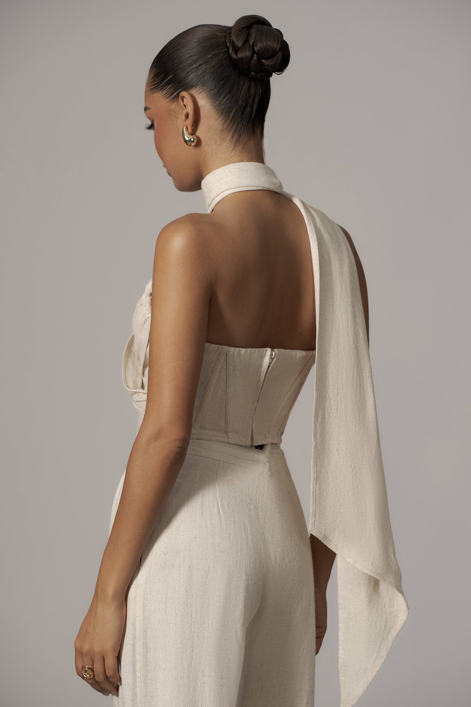 Natural Coastal Bliss Linen Bustier JLUXLABEL