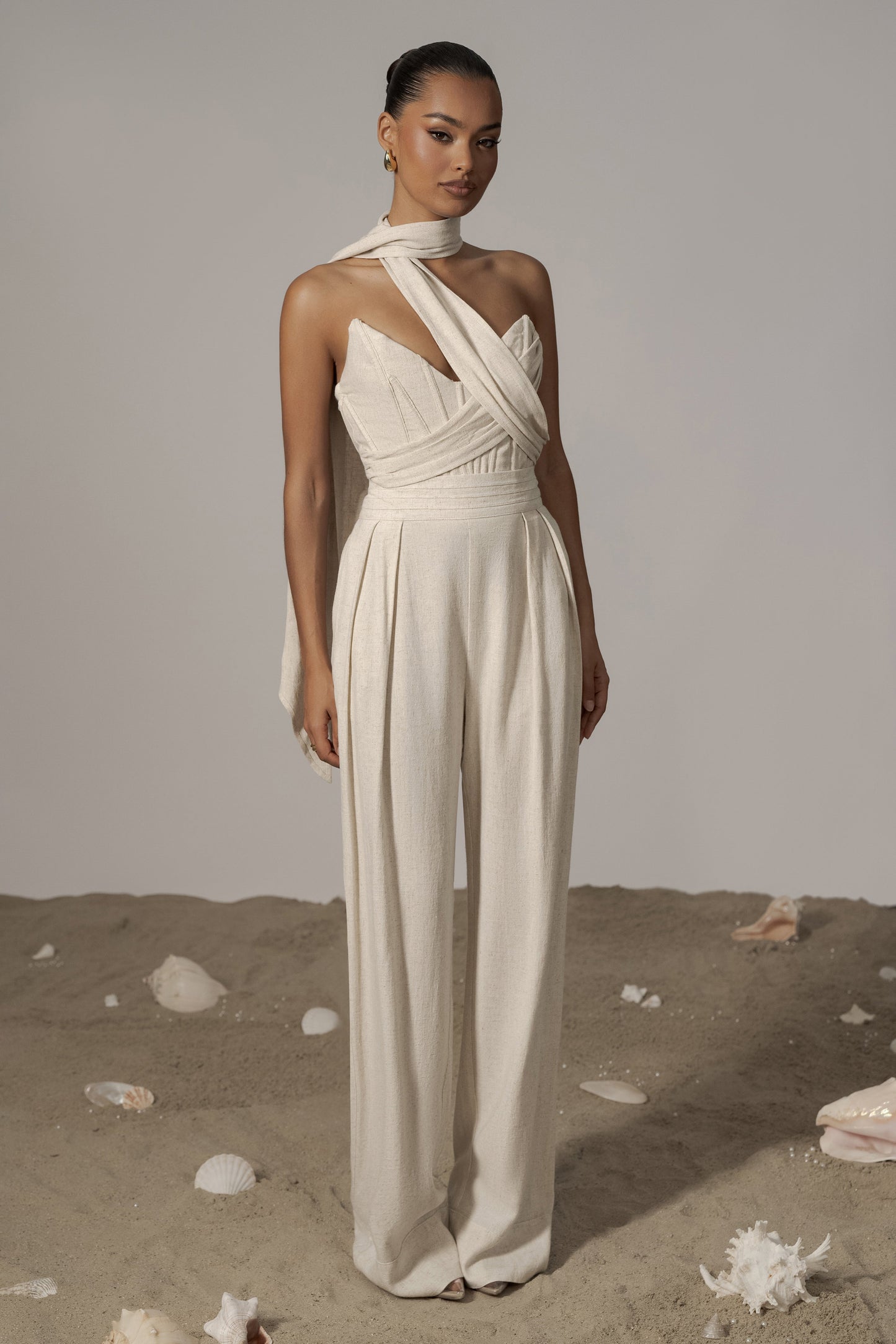 Natural Coastal Bliss Linen Bustier JLUXLABEL